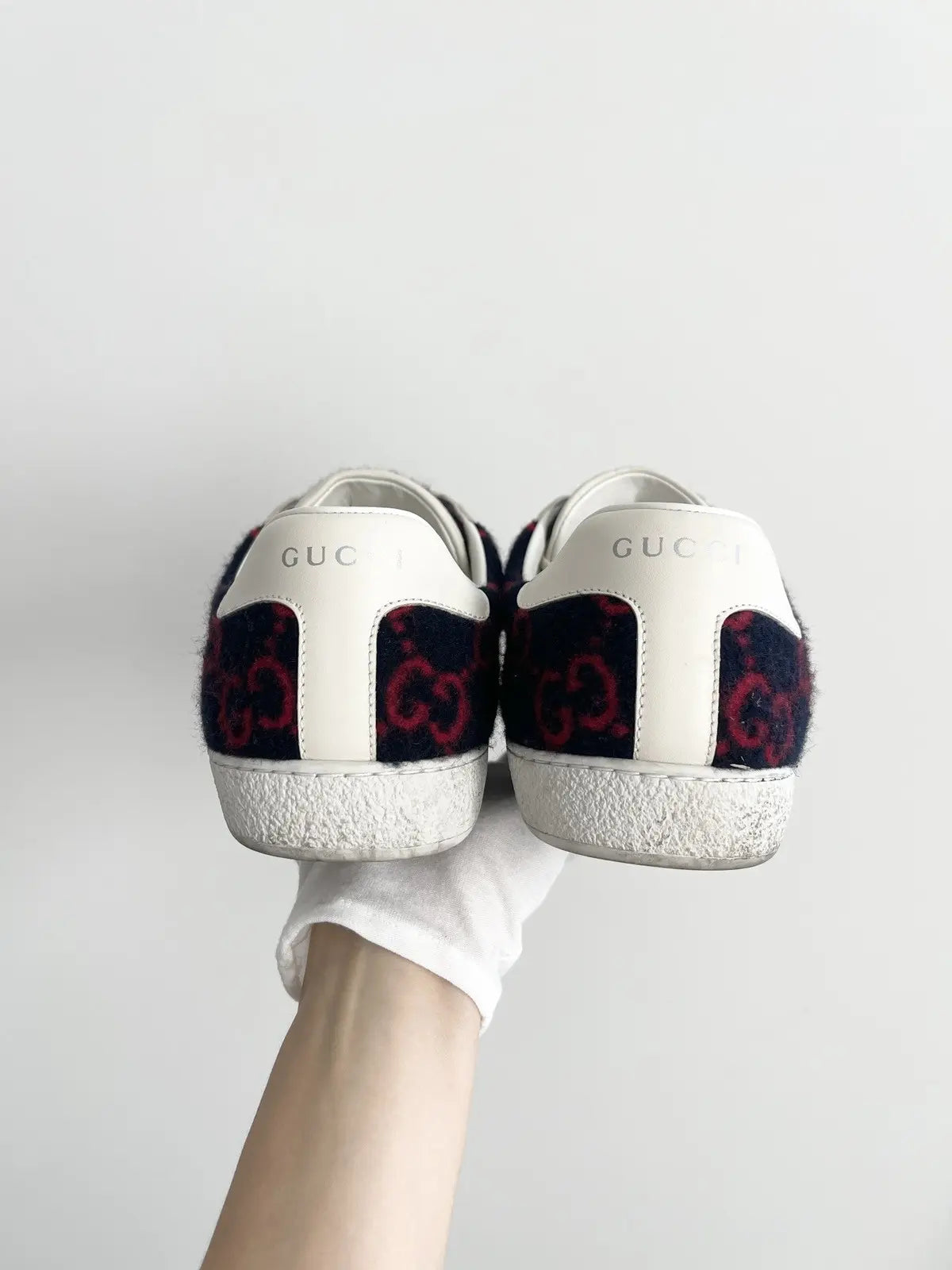 Gucci Ace GG Wool 'Black Red' Sneakers