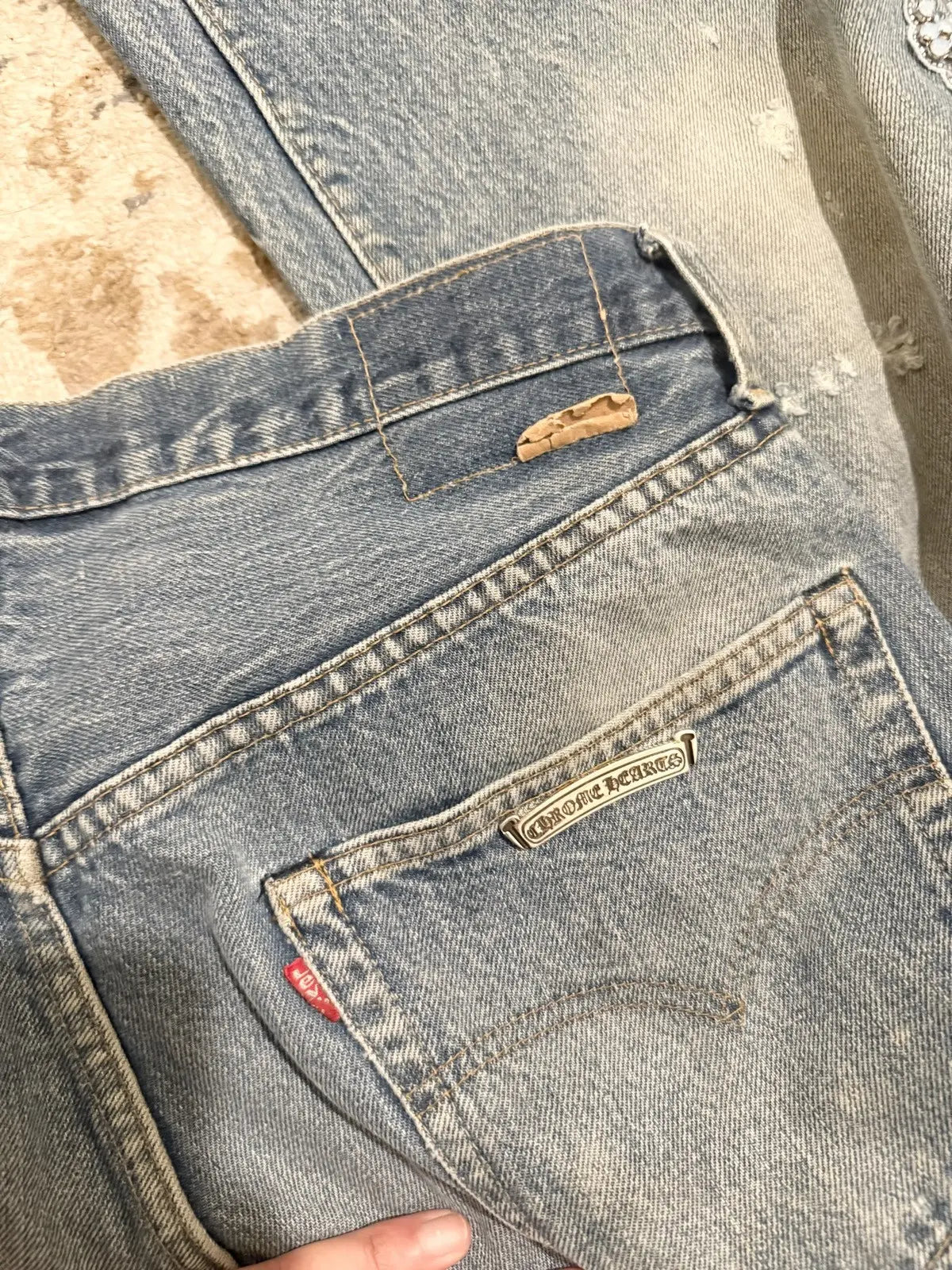 Chrome Hearts Canes Exclusive Diamond Crosses Sliver Jeans