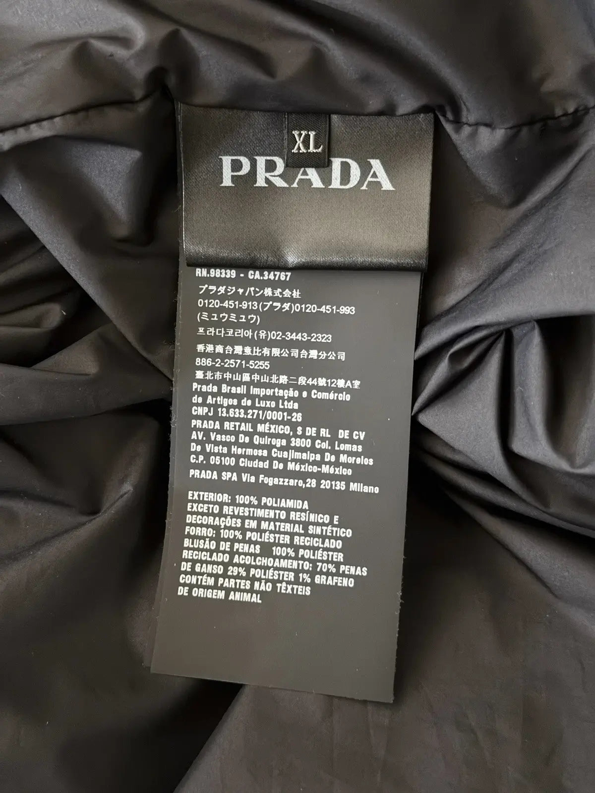 Prada Light Re-Nylon Hooded Down Jacket