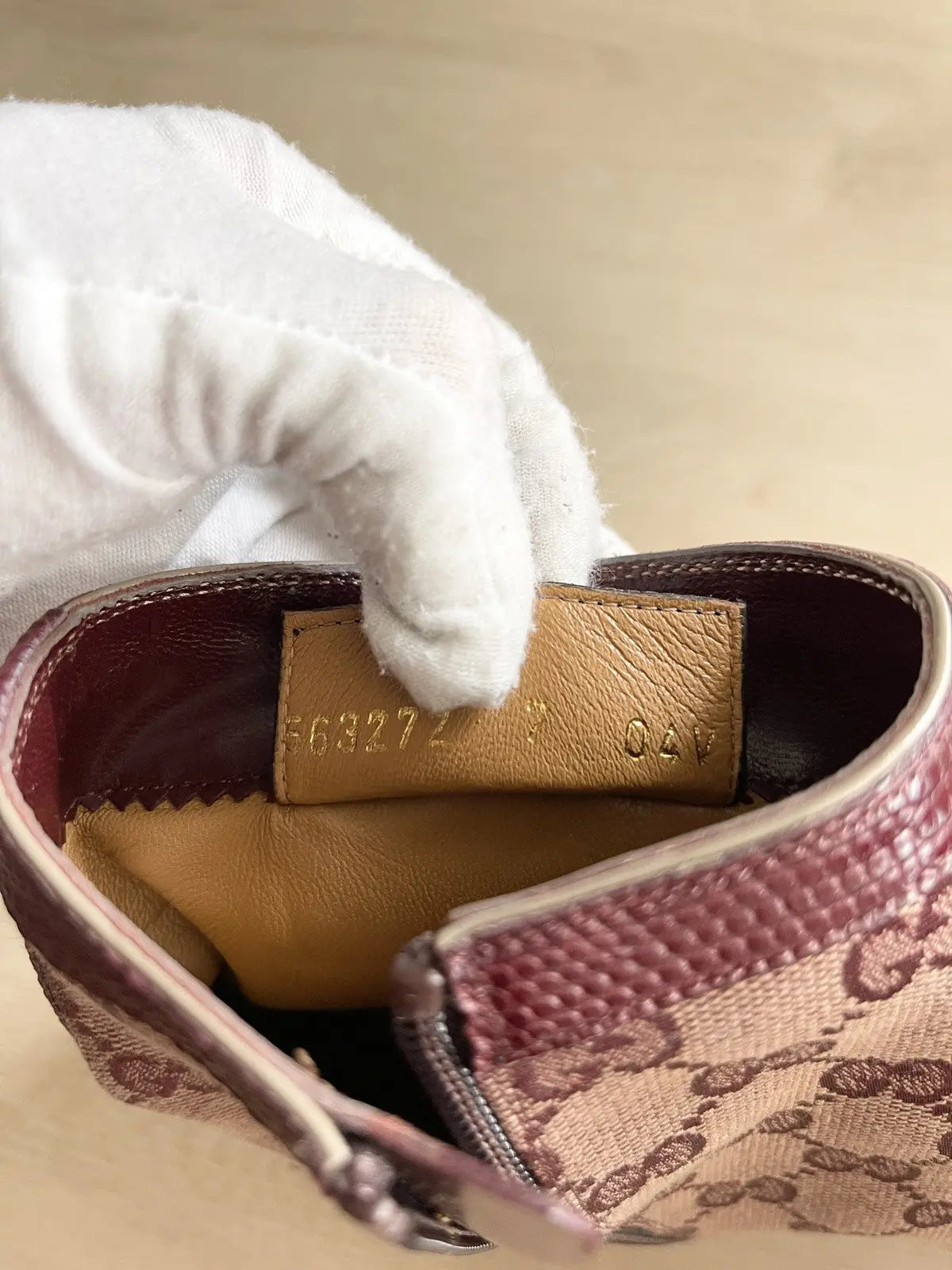 Gucci Burgundy Canvas Original GG Boots Lizard Trim