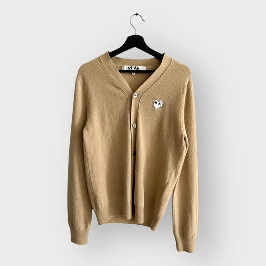 Comme des Garçons PLAY White Heart Cardigan Sweater