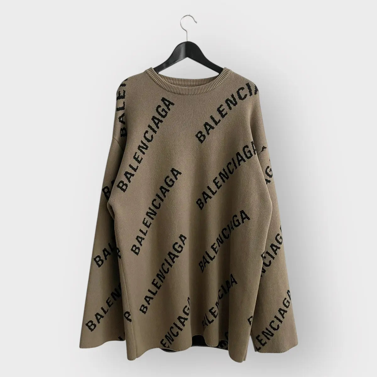 Balenciaga Logo Intarsia Oversized Crewneck Sweater