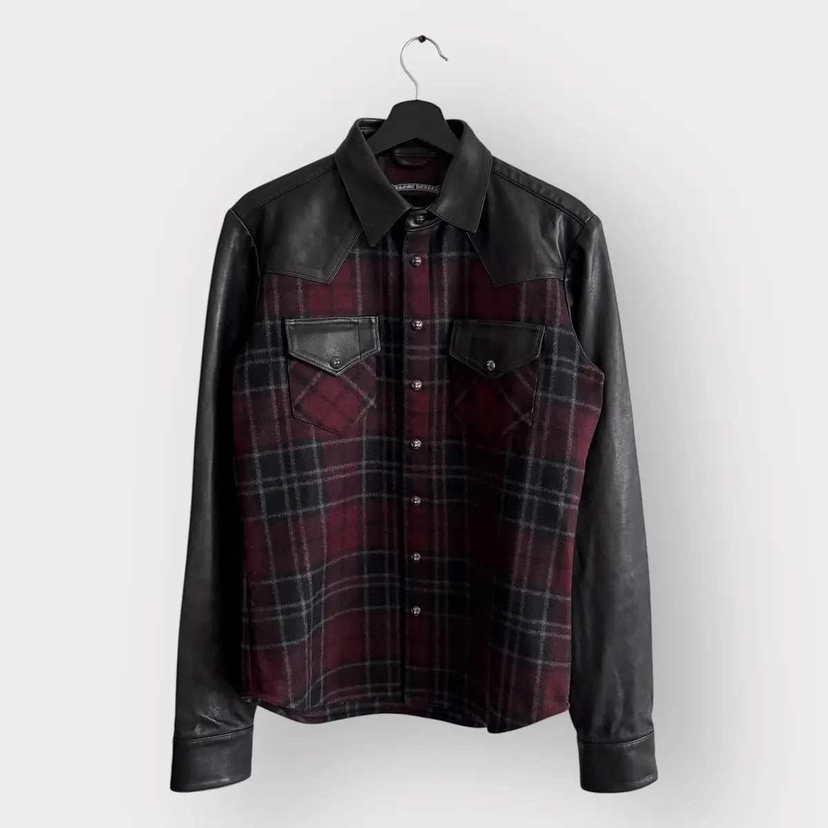 Chrome Hearts Work Dog Fleur Leather Flannel Shirt