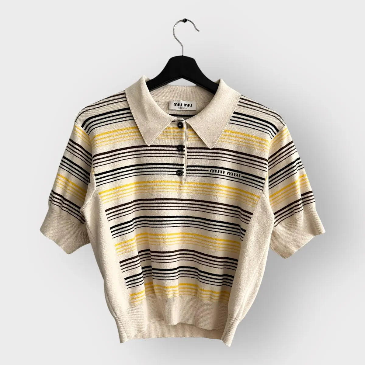 SS23 Miu Miu Stripe Logo Polo Shirt
