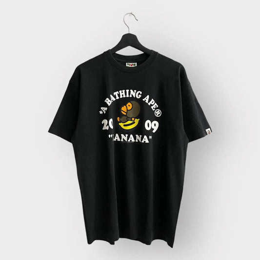 2009 Bape Baby Milo Loves Banana College Logo Tee