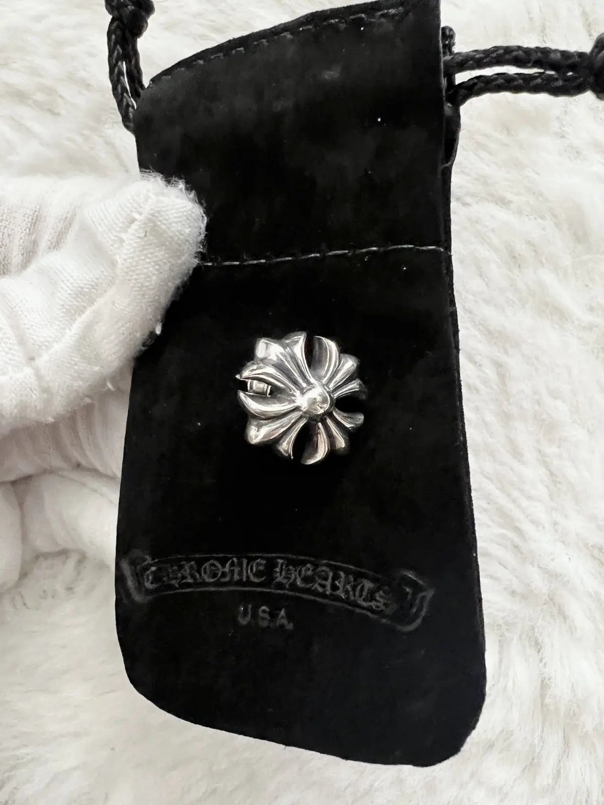 Chrome Hearts 925 Silver Stud Cross Earring