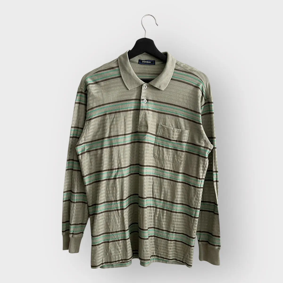 1990s Yves Saint Laurent Stripe LS Polo Shirt