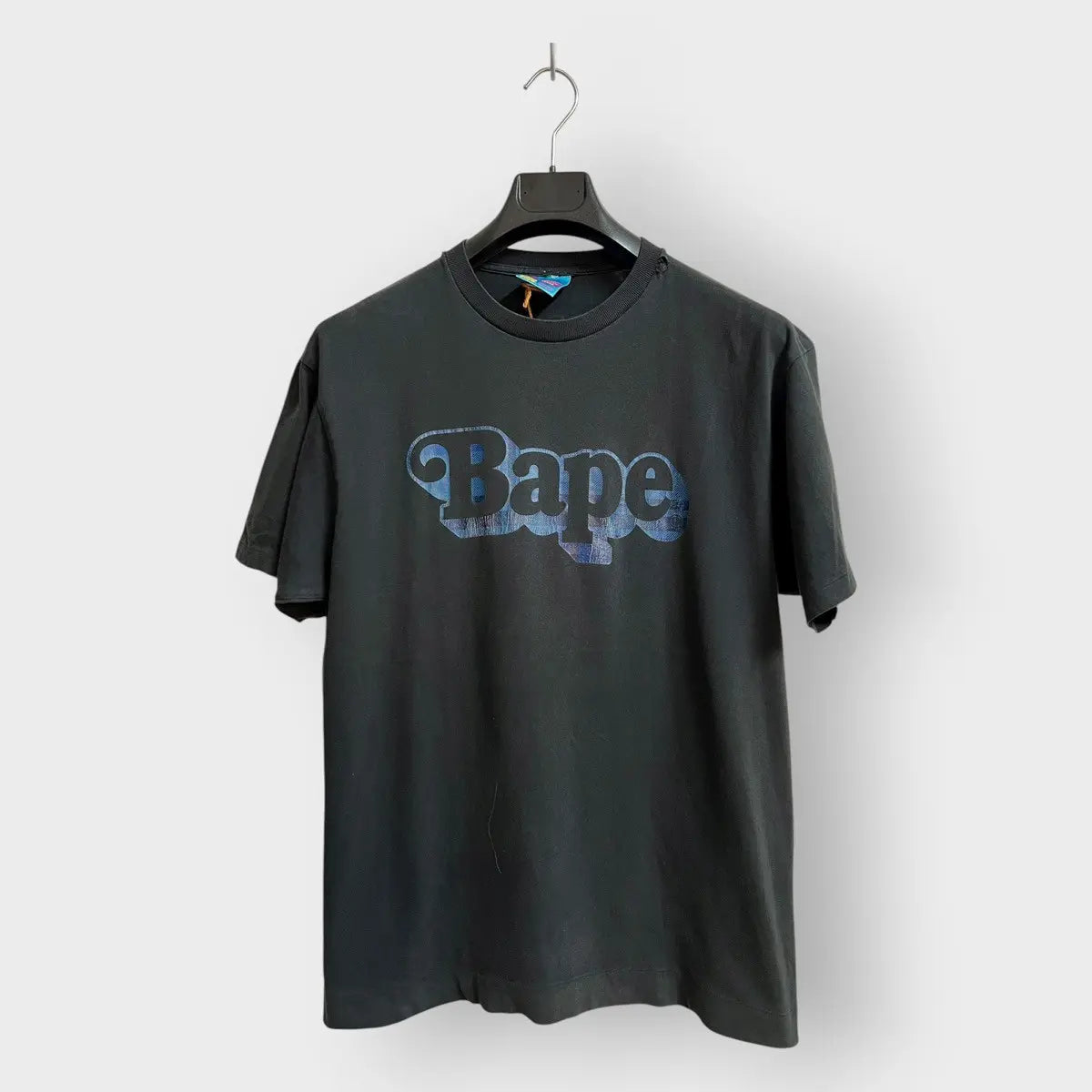 2000s Bape Blue Flannel Logo Tee