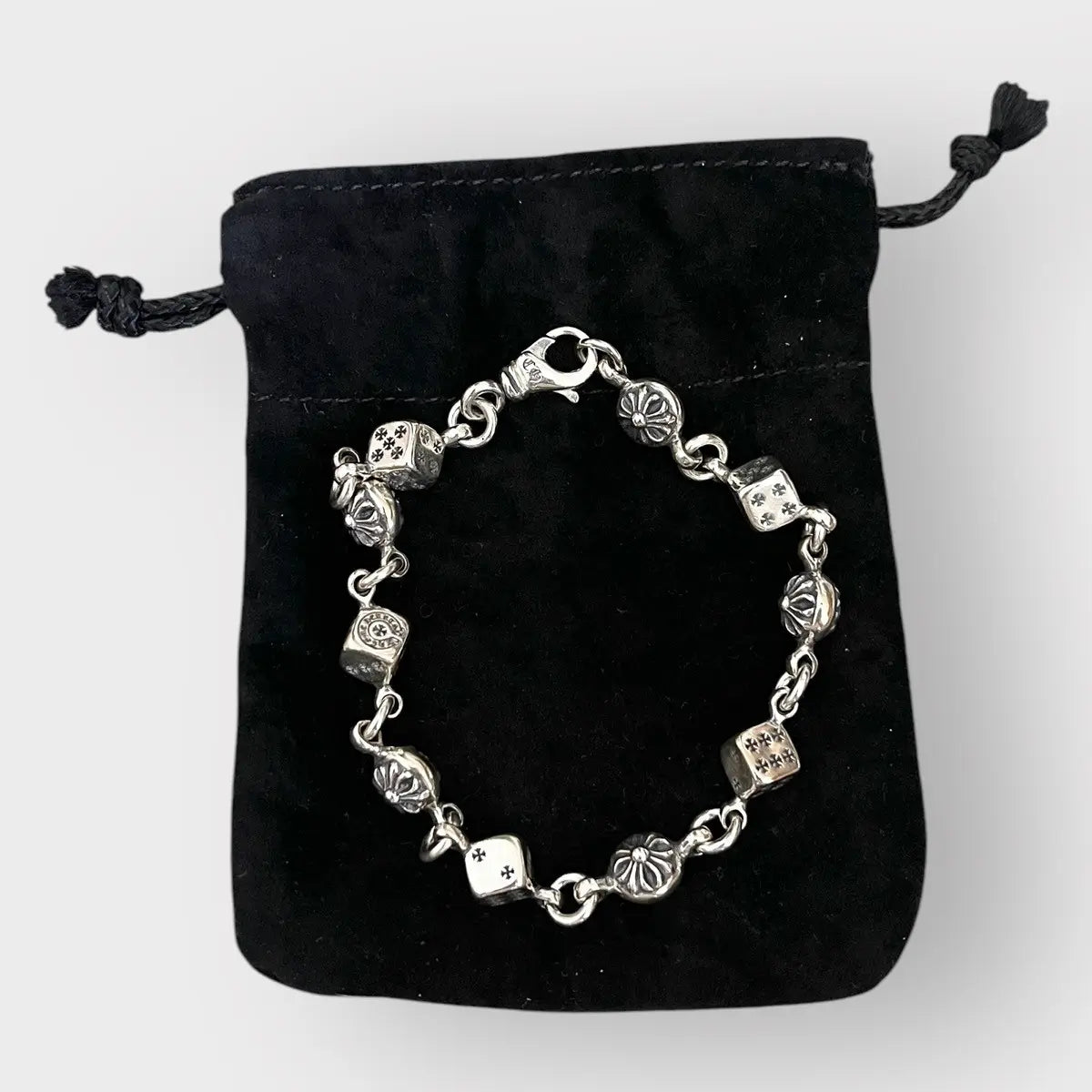 Chrome Hearts 925 Silver Dice Bracelet - 10 Links