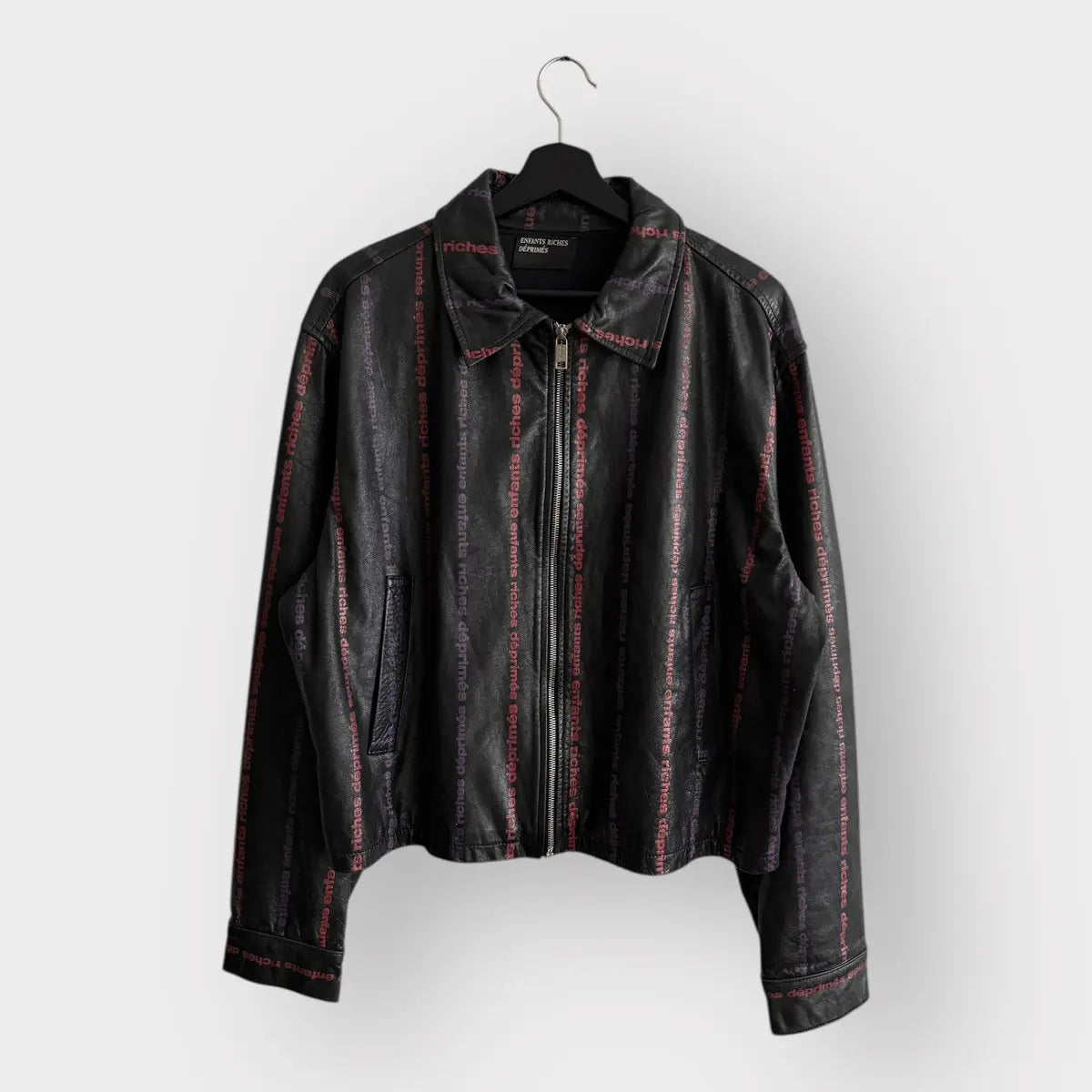 Enfants Riches Deprimes Logo Stripped Leather Jacket