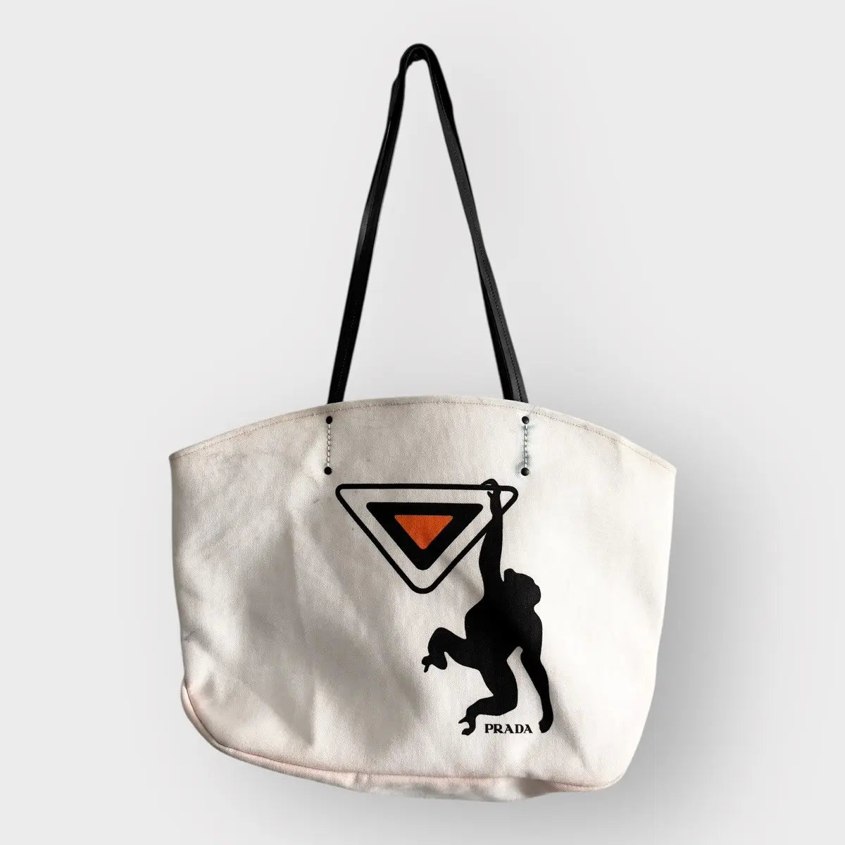 2018 Prada Canapa Monkey-Print Tote Bag