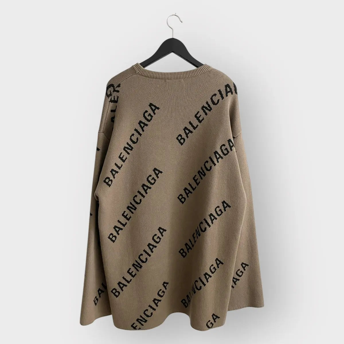 Balenciaga Logo Intarsia Oversized Crewneck Sweater