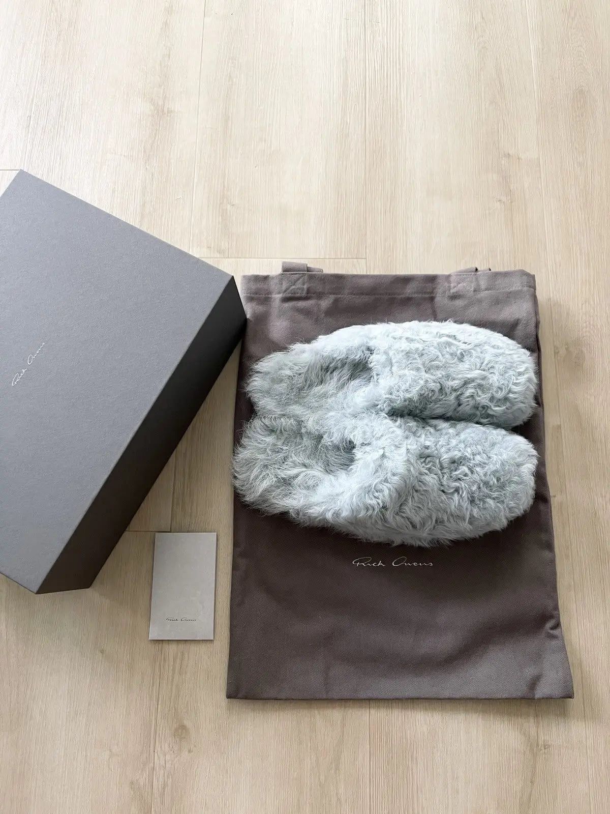 Rick Owens Shearling Mules Blue