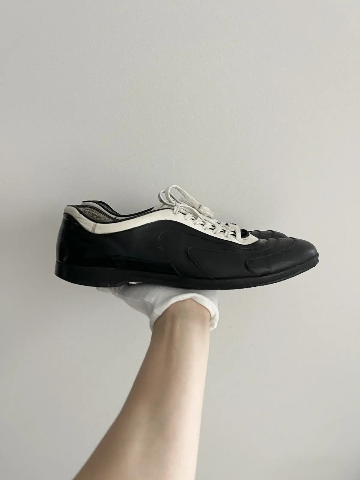 1990s Prada Monte Carlo Panda Color Leather Sneakers