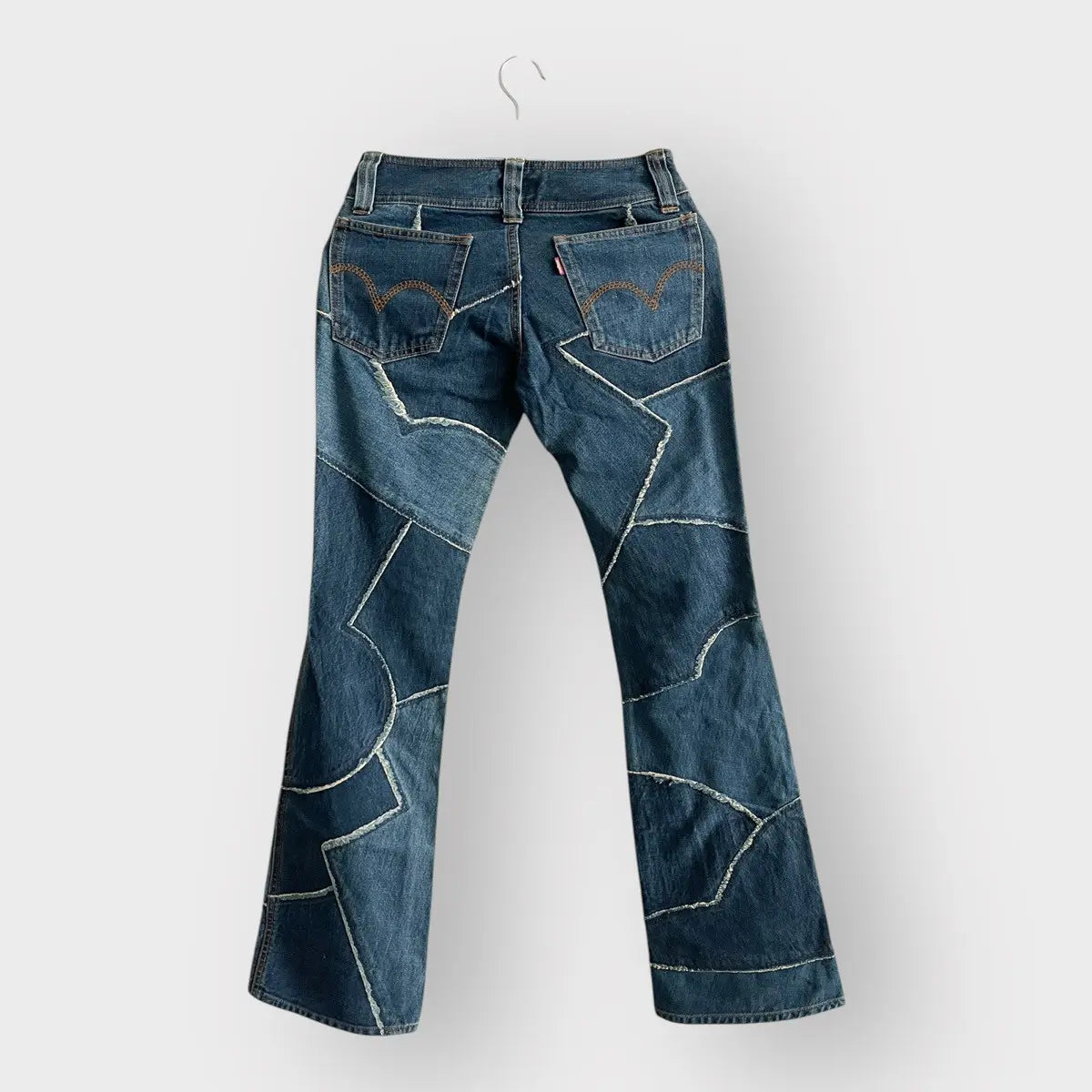 1990s Hysteric Glamour Asymmetrical Patch Denim Jeans