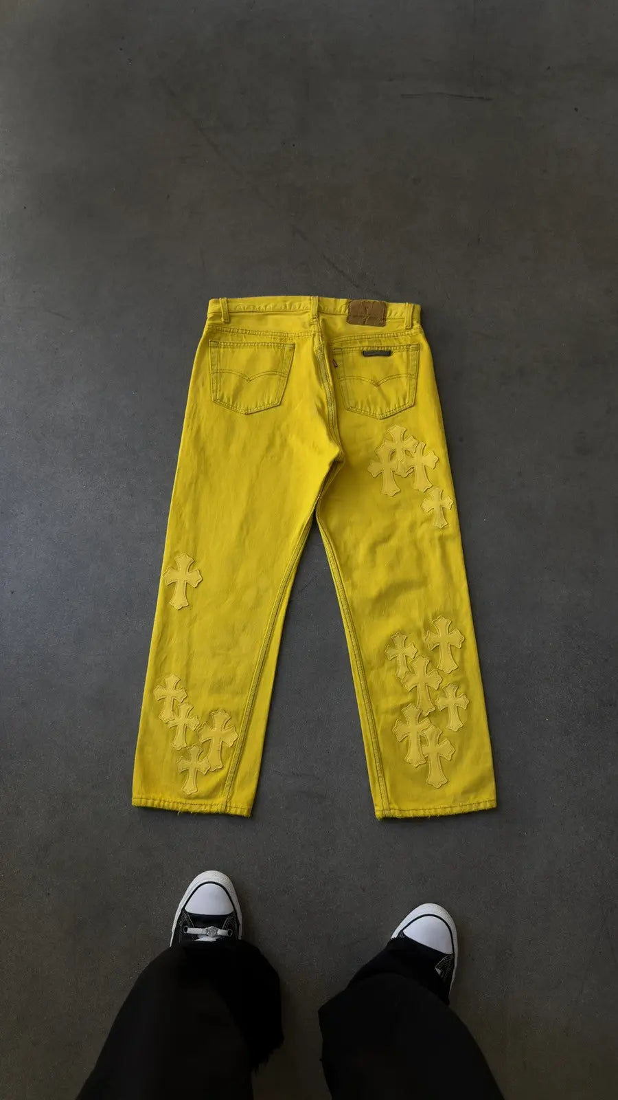 Chrome Hearts Yellow Cross Patches Levi’s Jeans