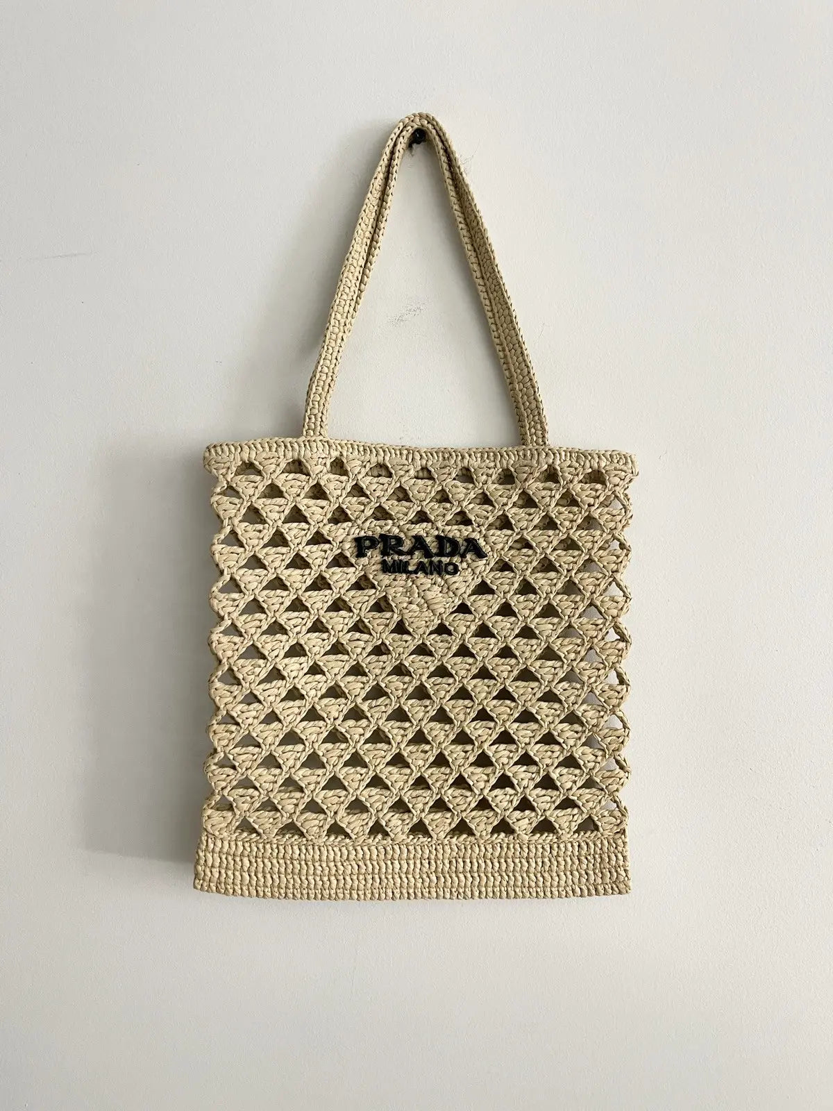 Prada Woven Crochet Tote Bag