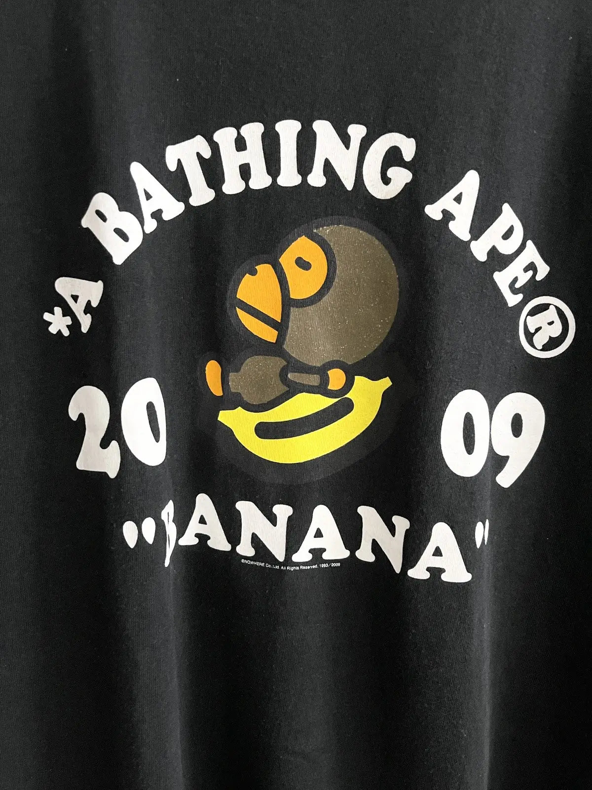 2009 Bape Baby Milo Loves Banana College Logo Tee