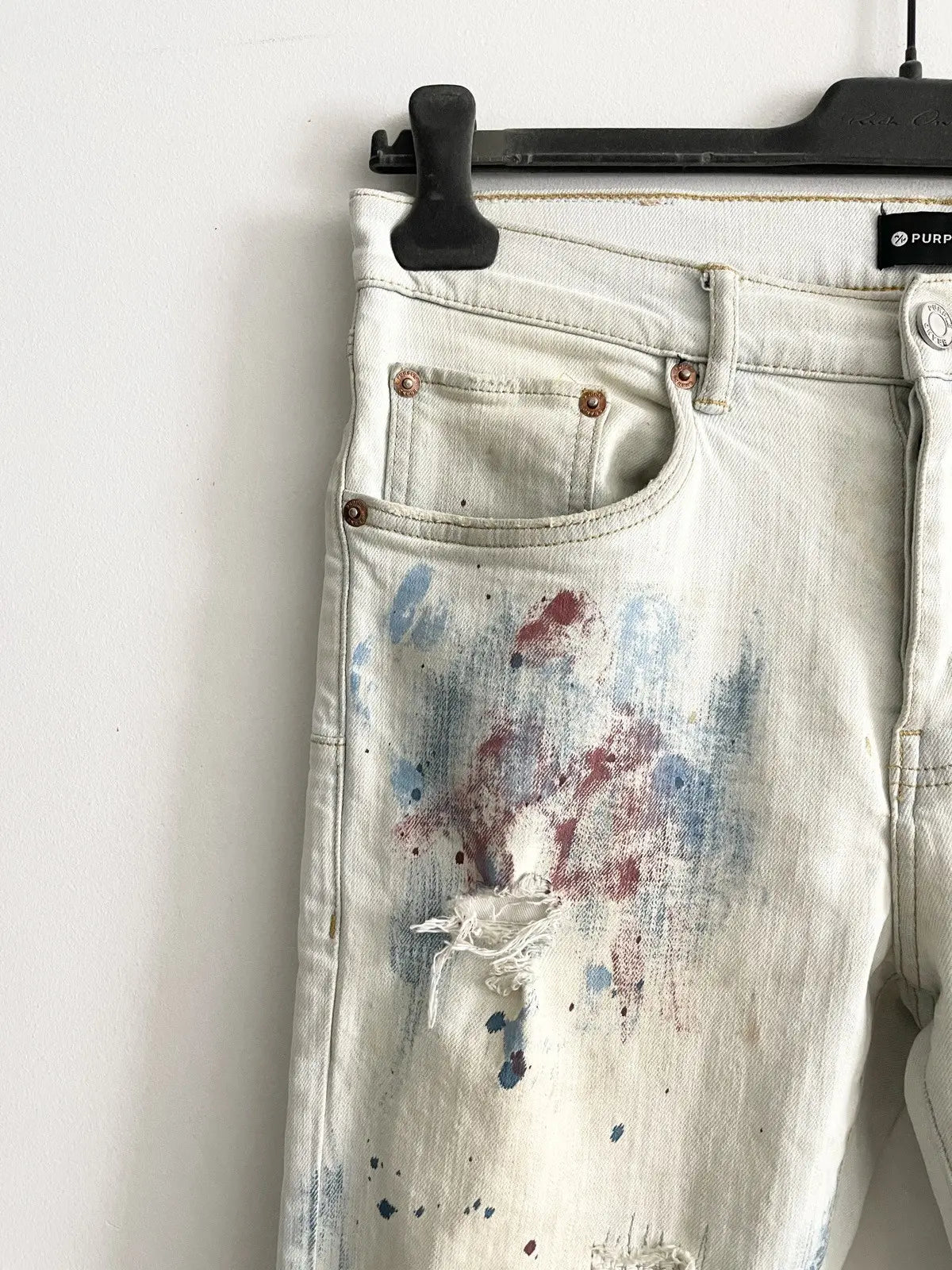 Purple Brand Distressed Boro Paint Jeans