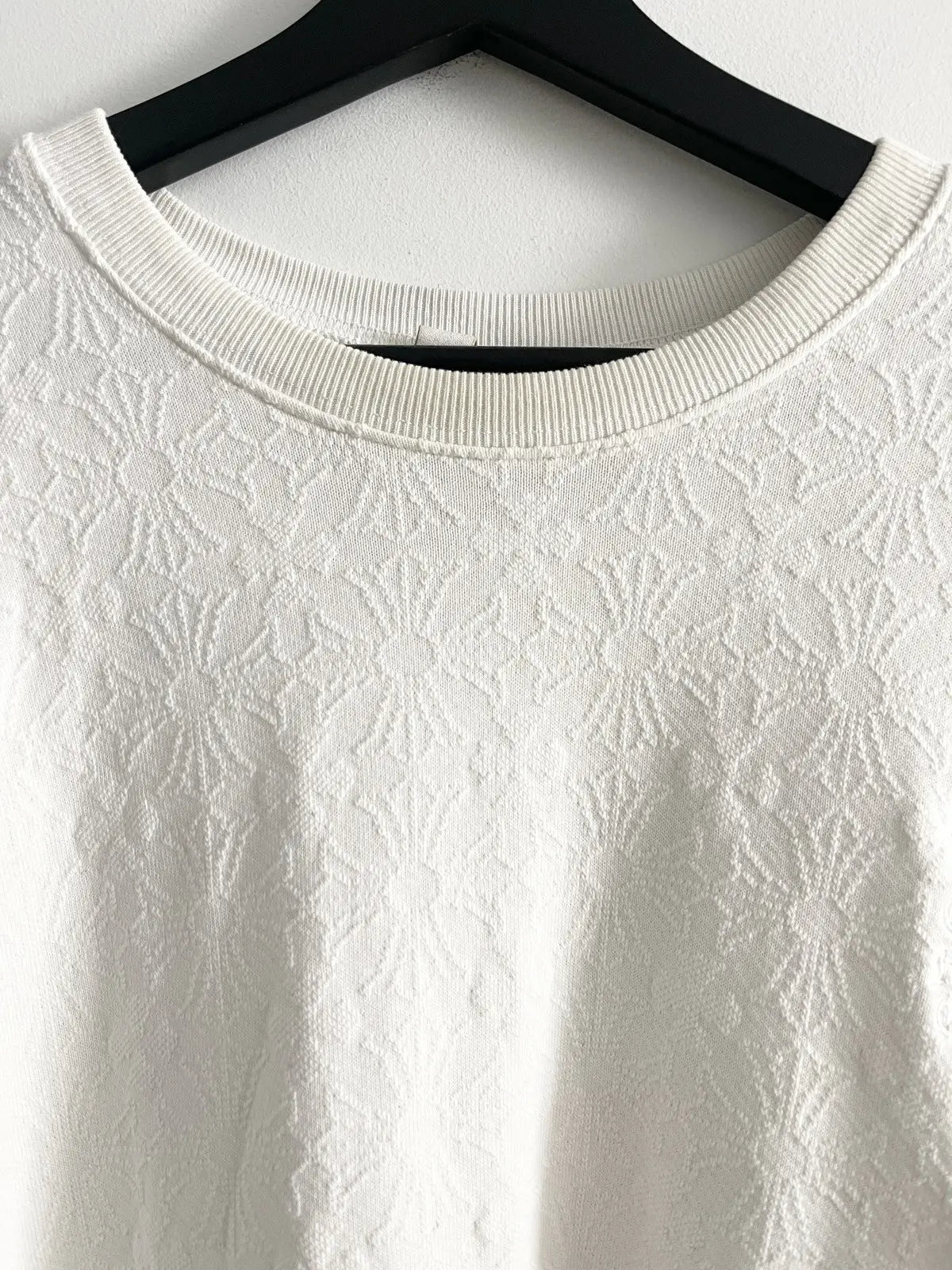 Chrome Hearts White Jacquard Cross Sweater