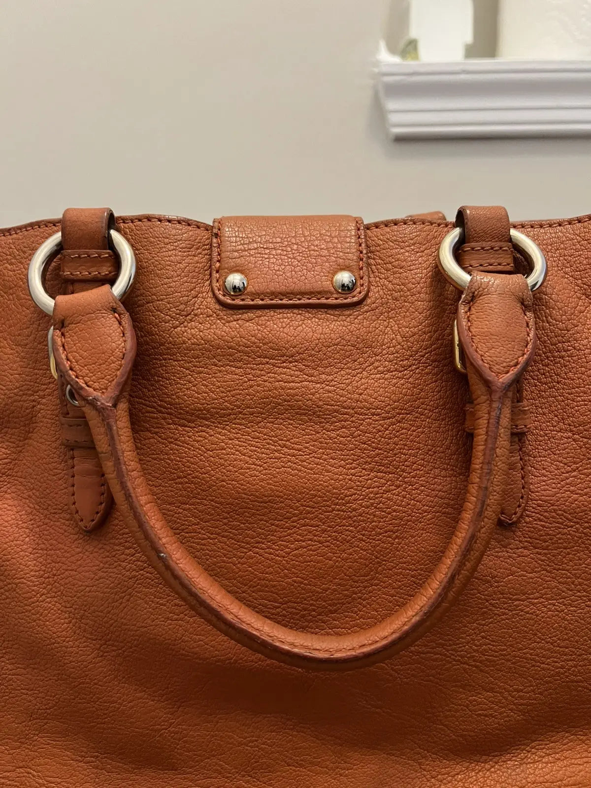 Miu Miu Orange Leather Large Madras Tote
