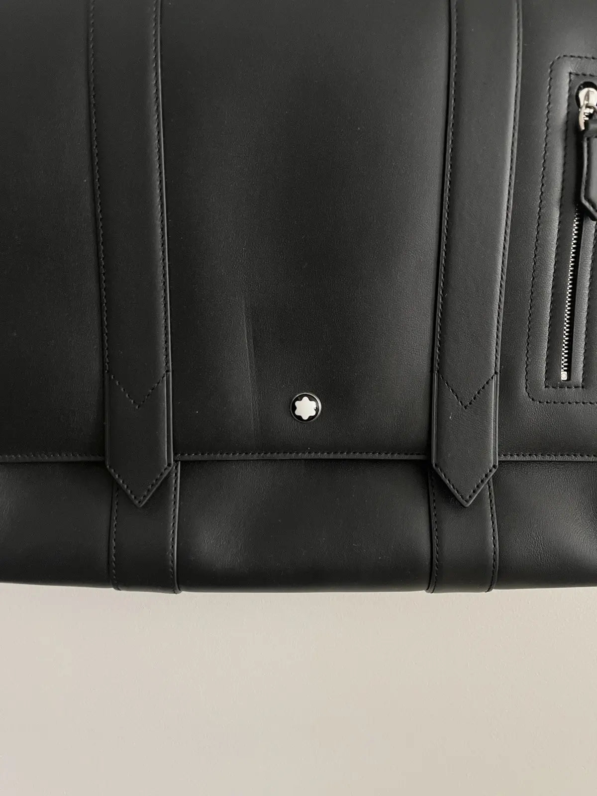 Montblanc Triple Black Soft Leather Messenger Bag