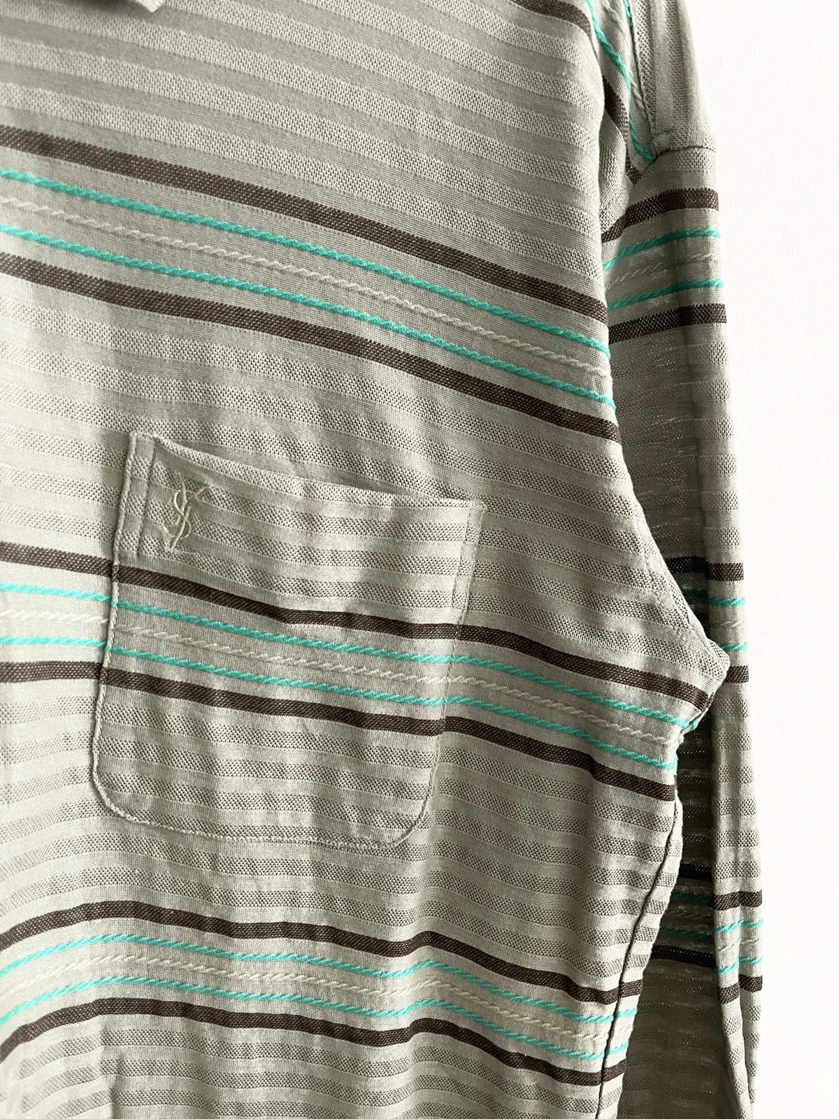 1990s Yves Saint Laurent Stripe LS Polo Shirt