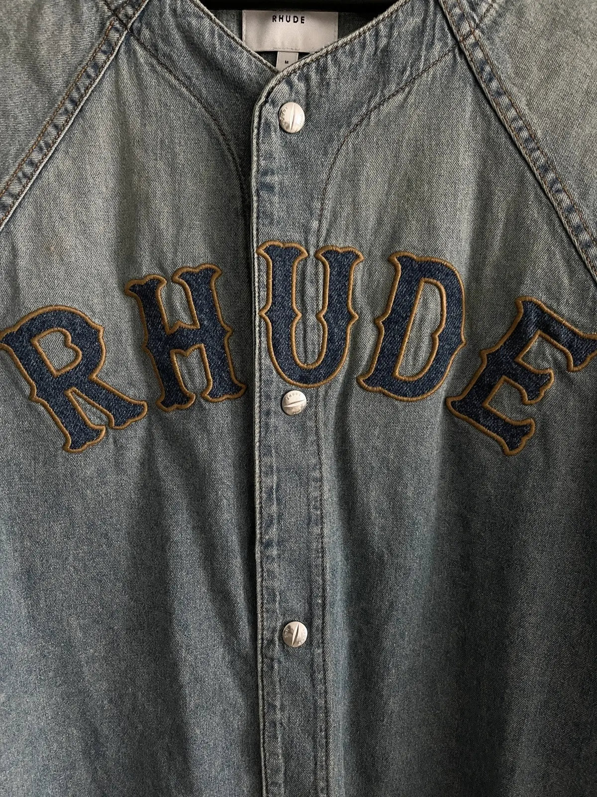 Rhude Baseball Denim Jersey Shirt