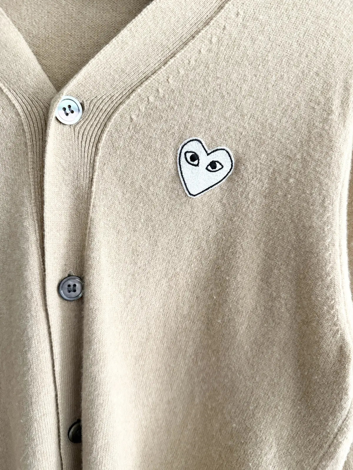 Comme des Garçons PLAY White Heart Cardigan Sweater