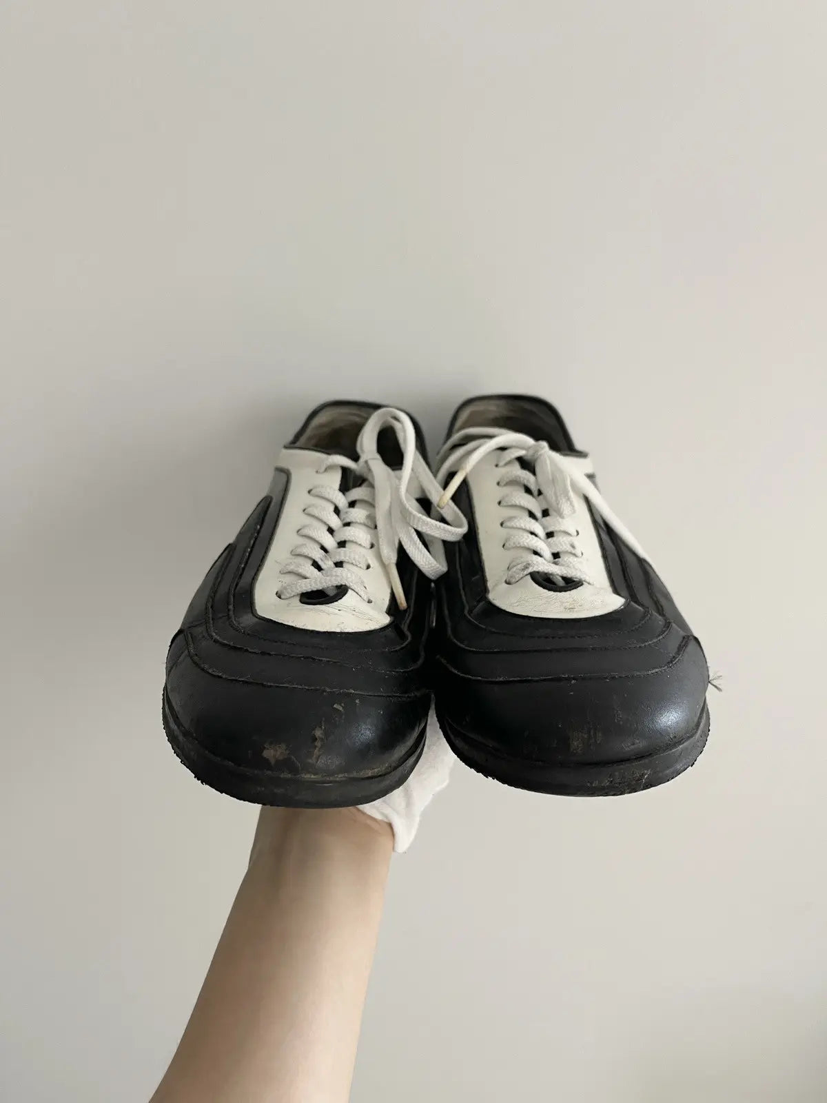 1990s Prada Monte Carlo Panda Color Leather Sneakers