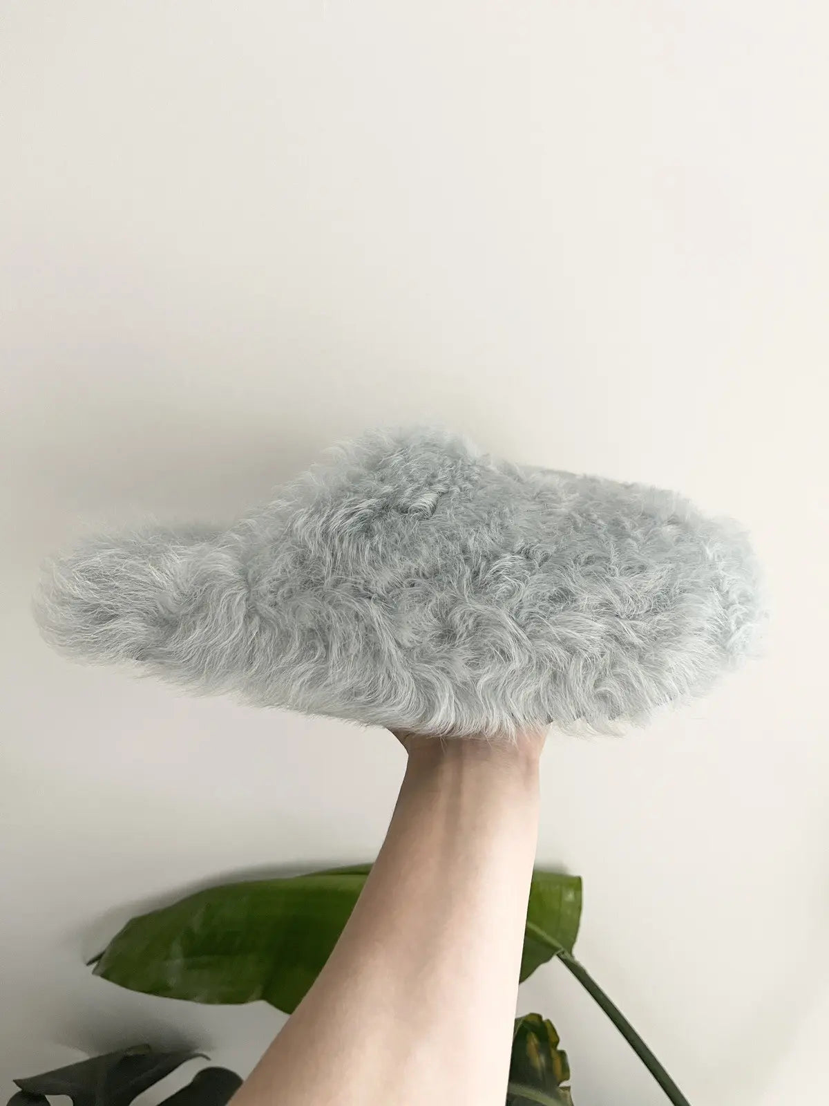 Rick Owens Shearling Mules Blue