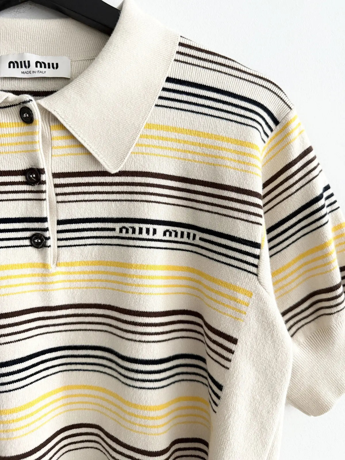SS23 Miu Miu Stripe Logo Polo Shirt