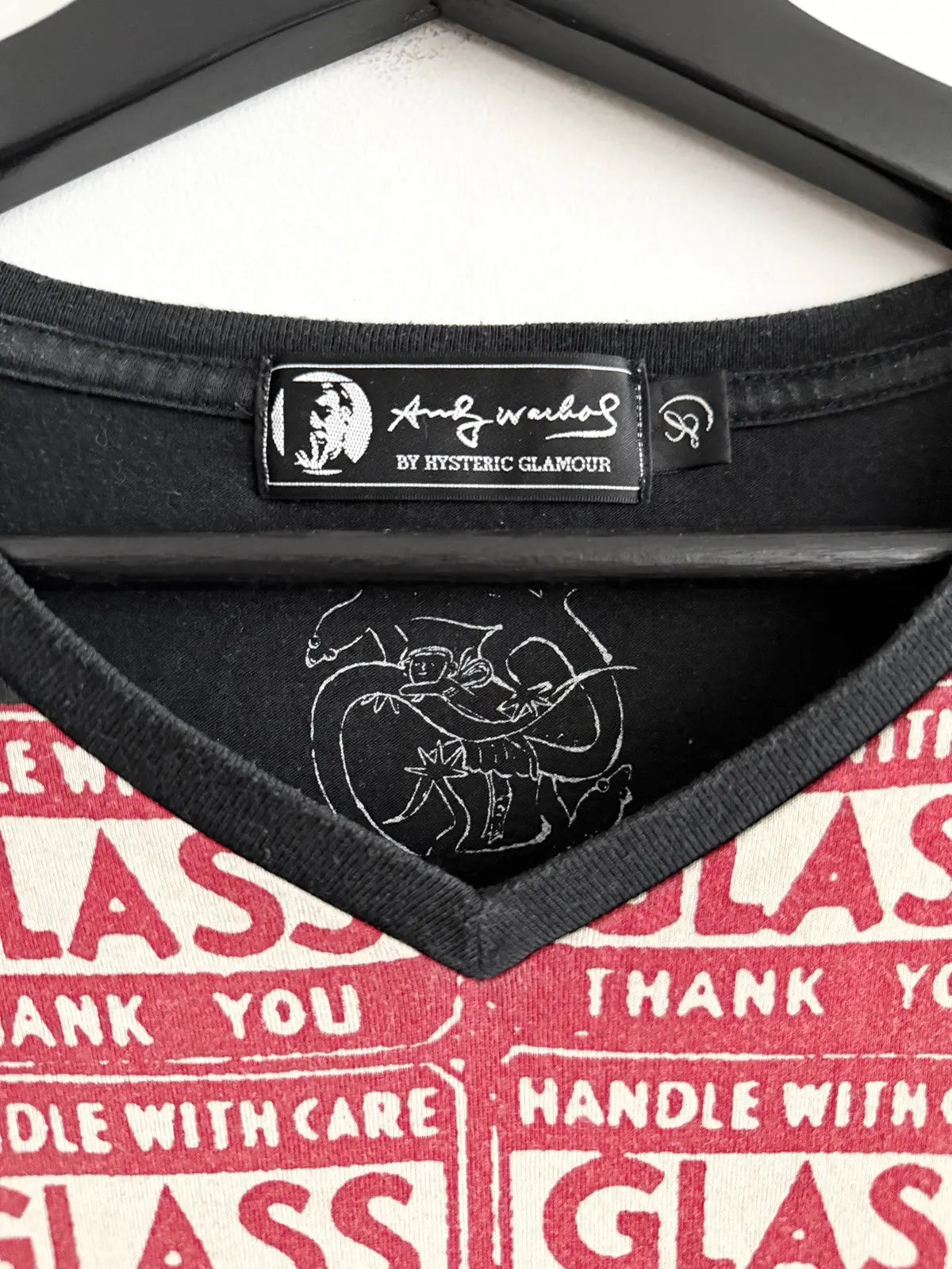 00s Hysteric Glamour Andy Warhol Caution Sticker Tee