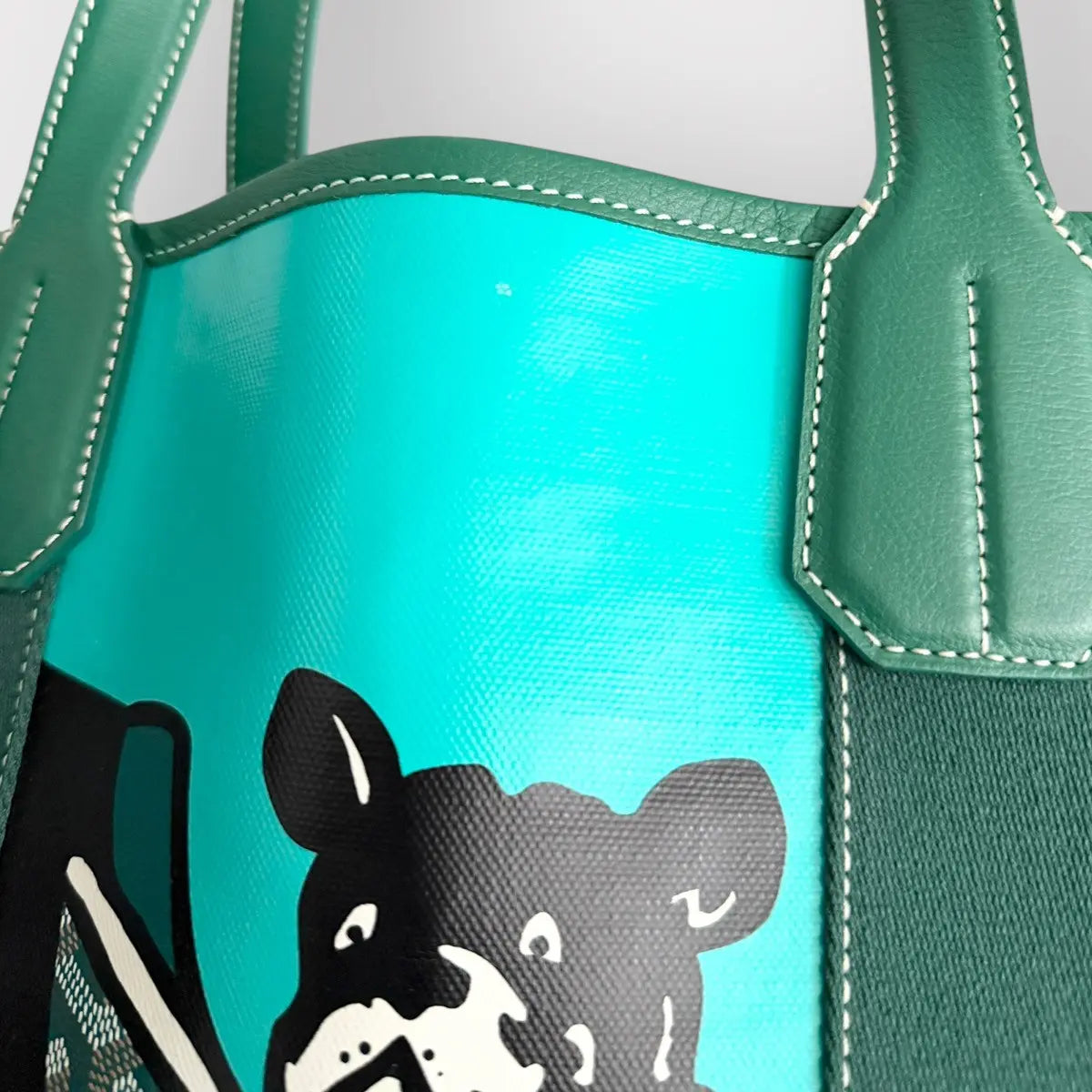 Goyard French Bulldog Green Villette Tote Bag