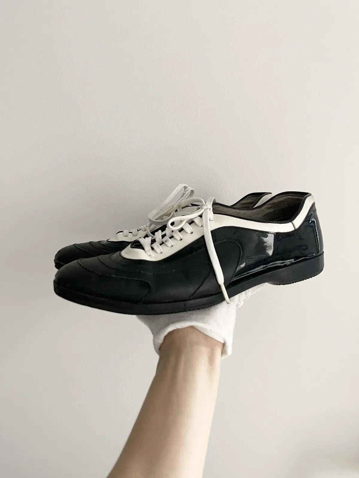 1990s Prada Monte Carlo Panda Color Leather Sneakers