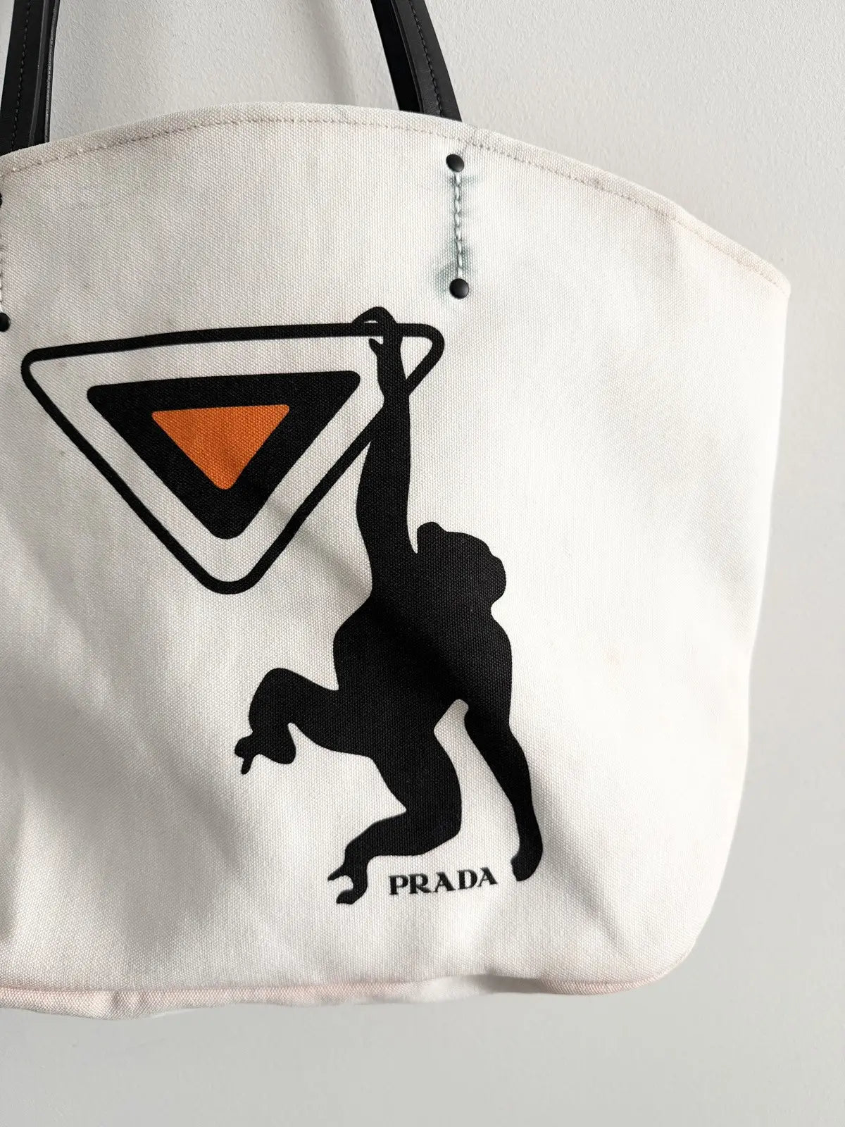 2018 Prada Canapa Monkey-Print Tote Bag
