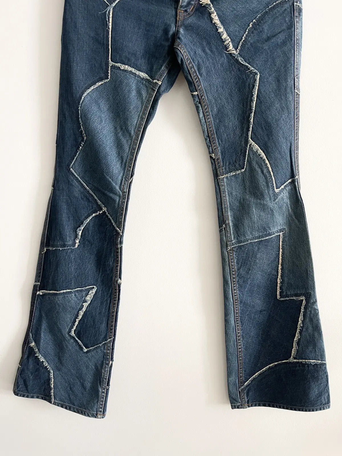 1990s Hysteric Glamour Asymmetrical Patch Denim Jeans