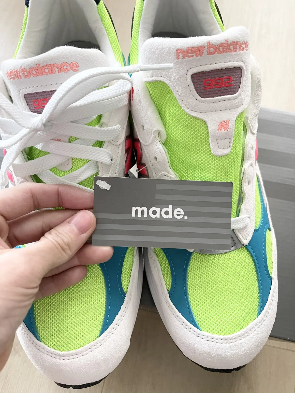 New Balance 992 Made in USA White Neon