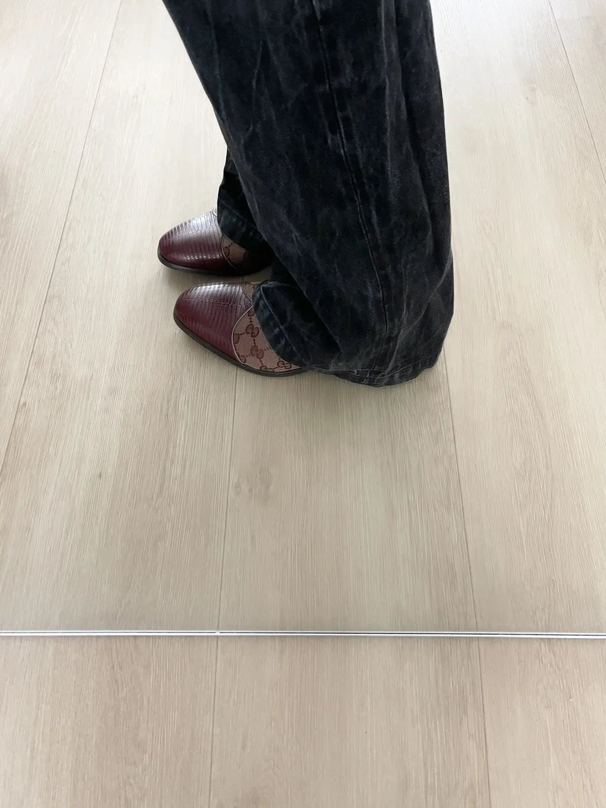 Gucci Burgundy Canvas Original GG Boots Lizard Trim