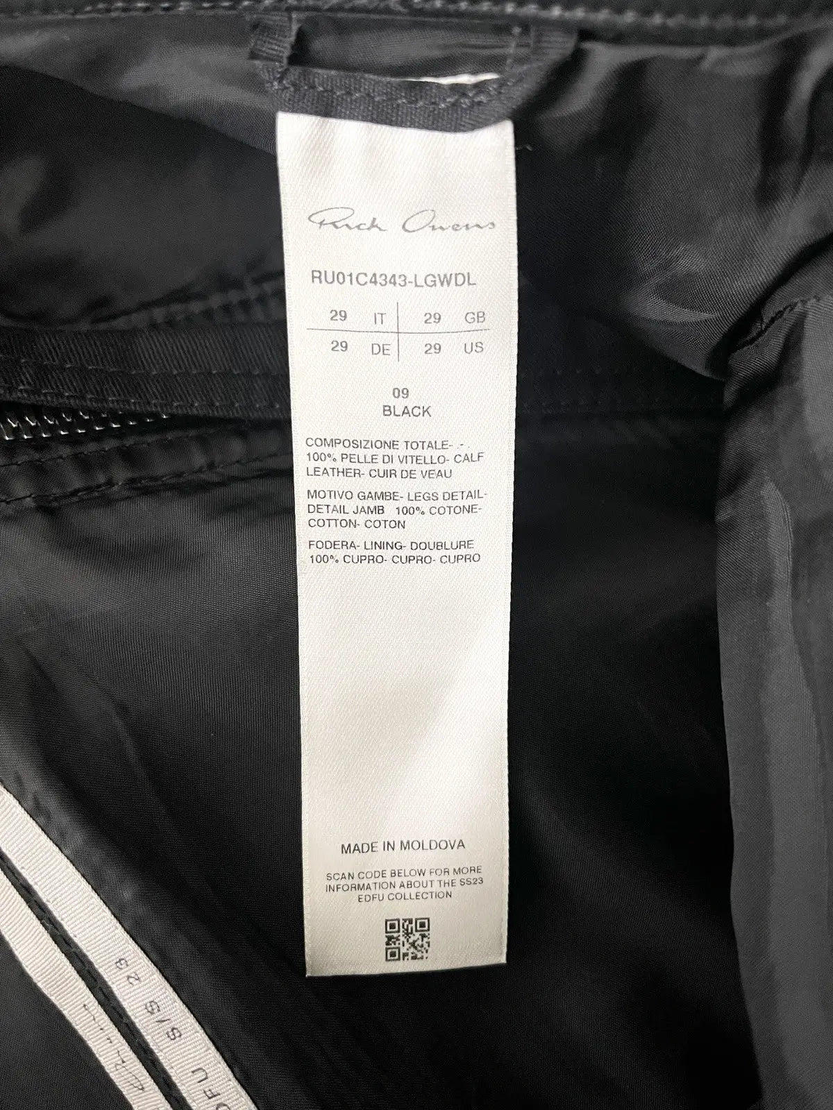 SS23 Rick Owens Calf Leather Bolan Banana Pants