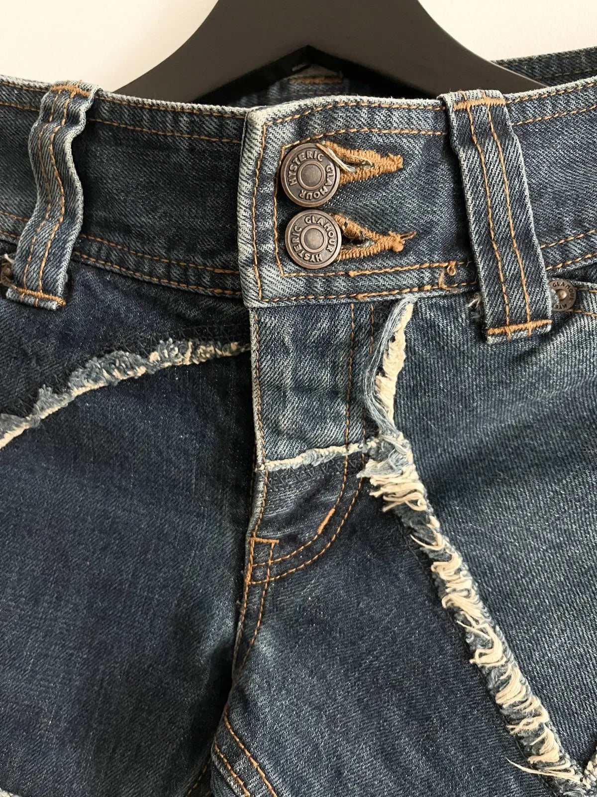 1990s Hysteric Glamour Asymmetrical Patch Denim Jeans