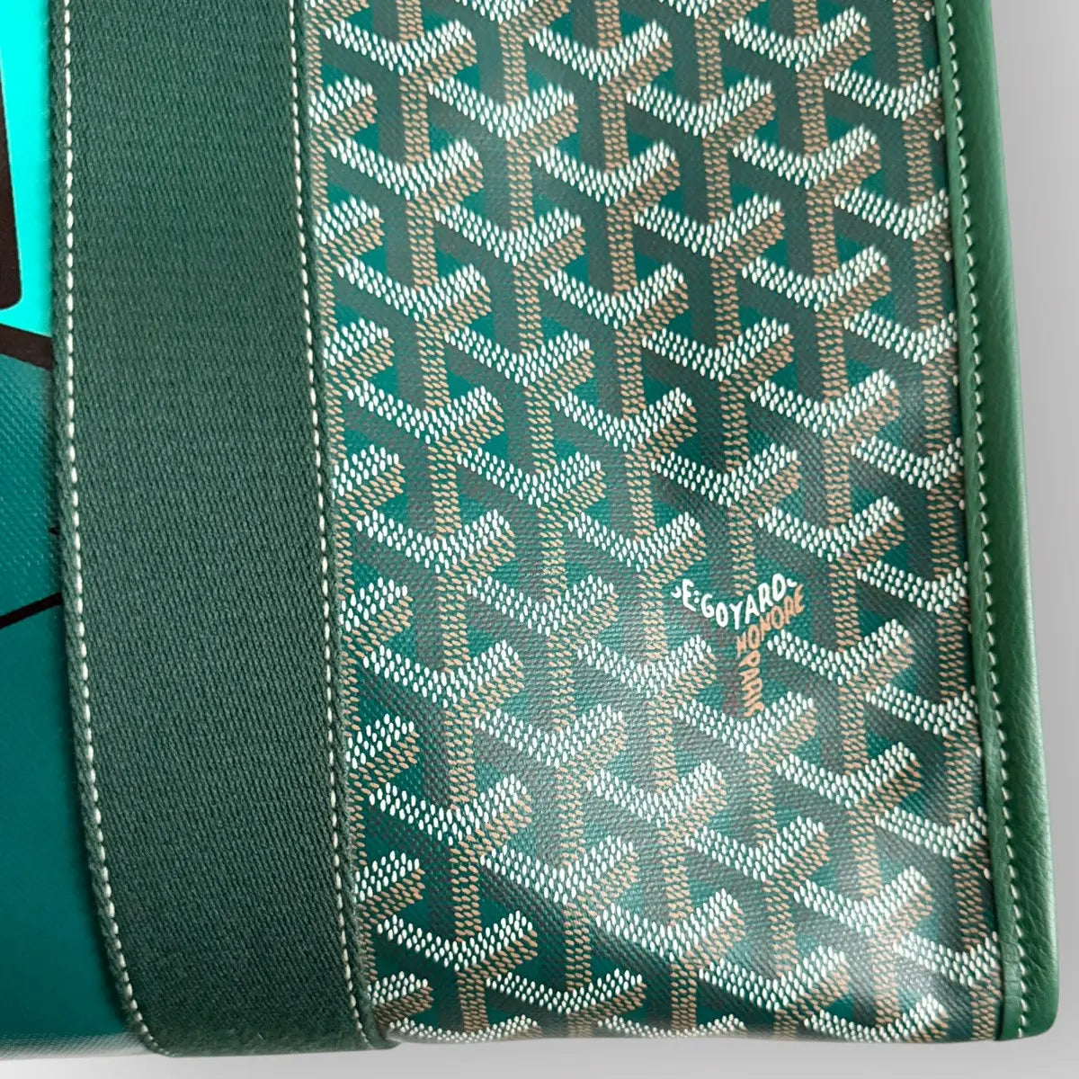 Goyard French Bulldog Green Villette Tote Bag
