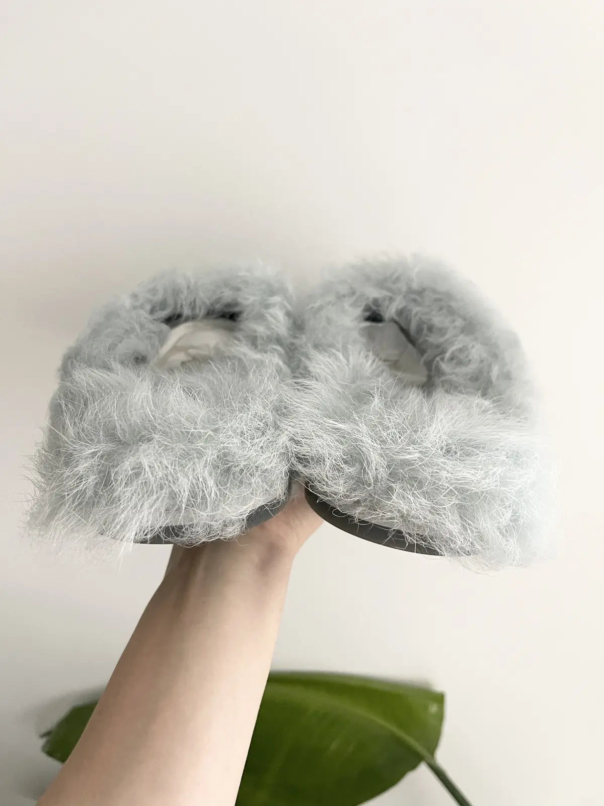 Rick Owens Shearling Mules Blue