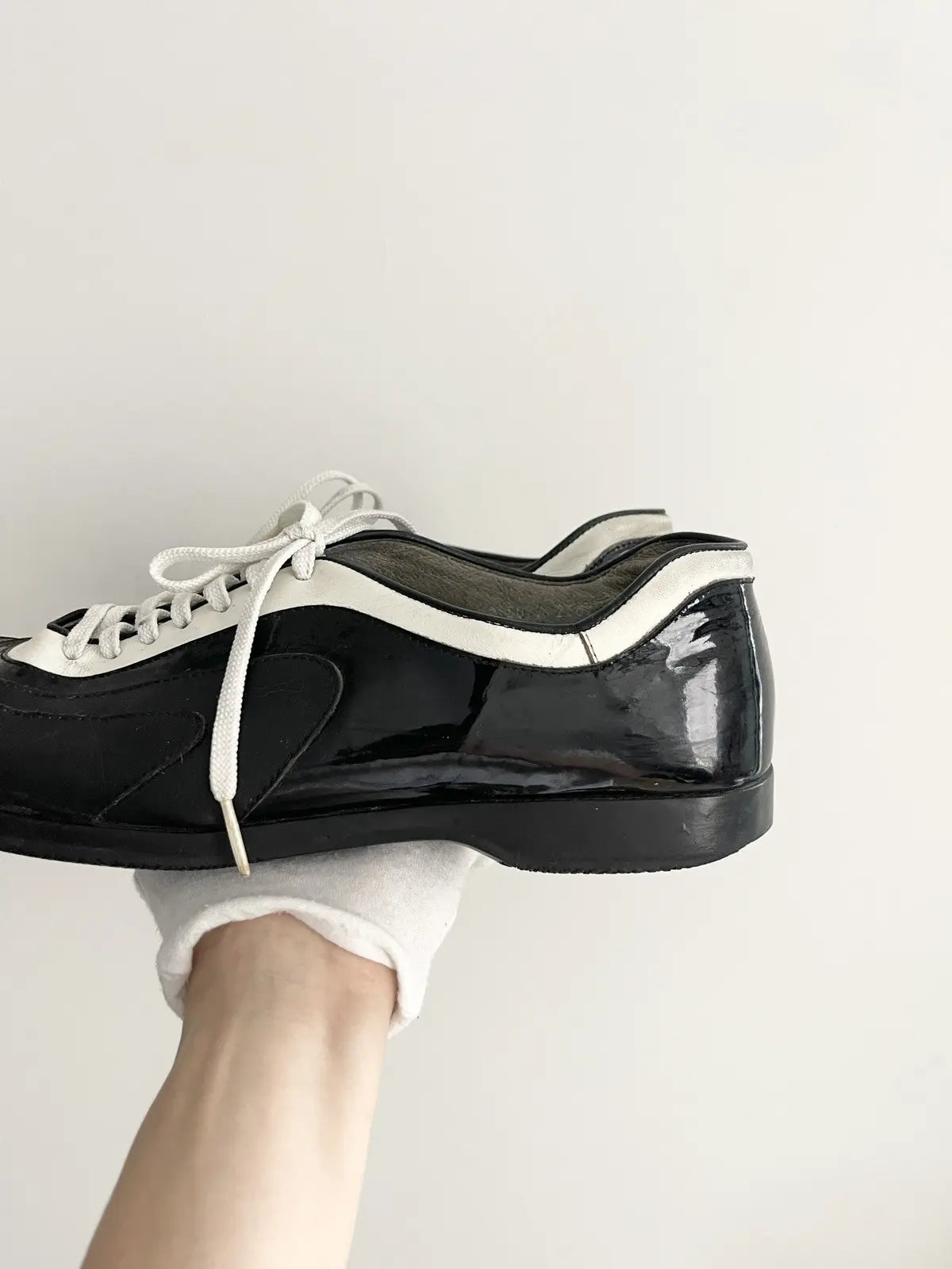1990s Prada Monte Carlo Panda Color Leather Sneakers