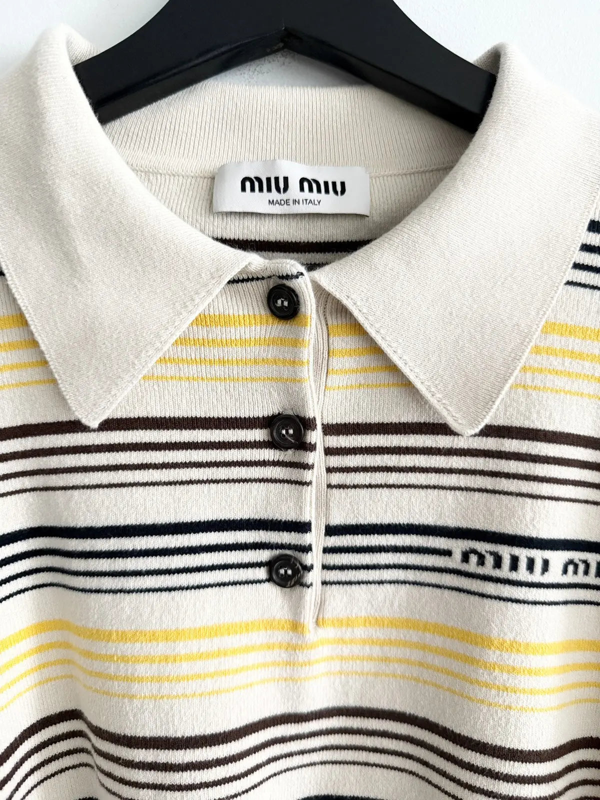 SS23 Miu Miu Stripe Logo Polo Shirt