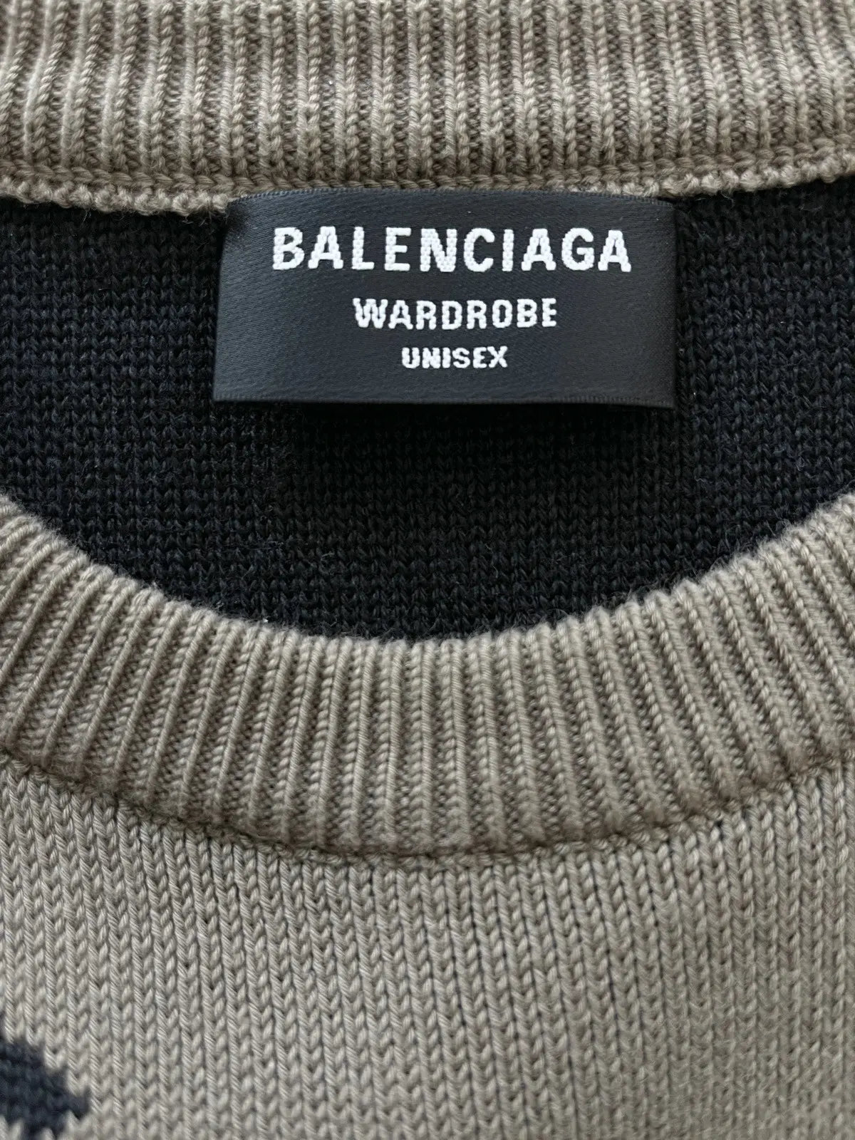 Balenciaga Logo Intarsia Oversized Crewneck Sweater