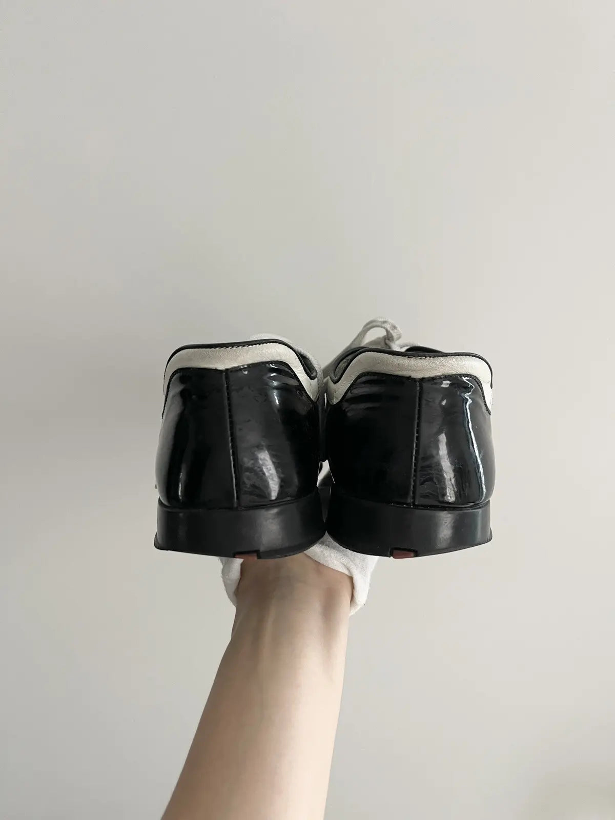 1990s Prada Monte Carlo Panda Color Leather Sneakers