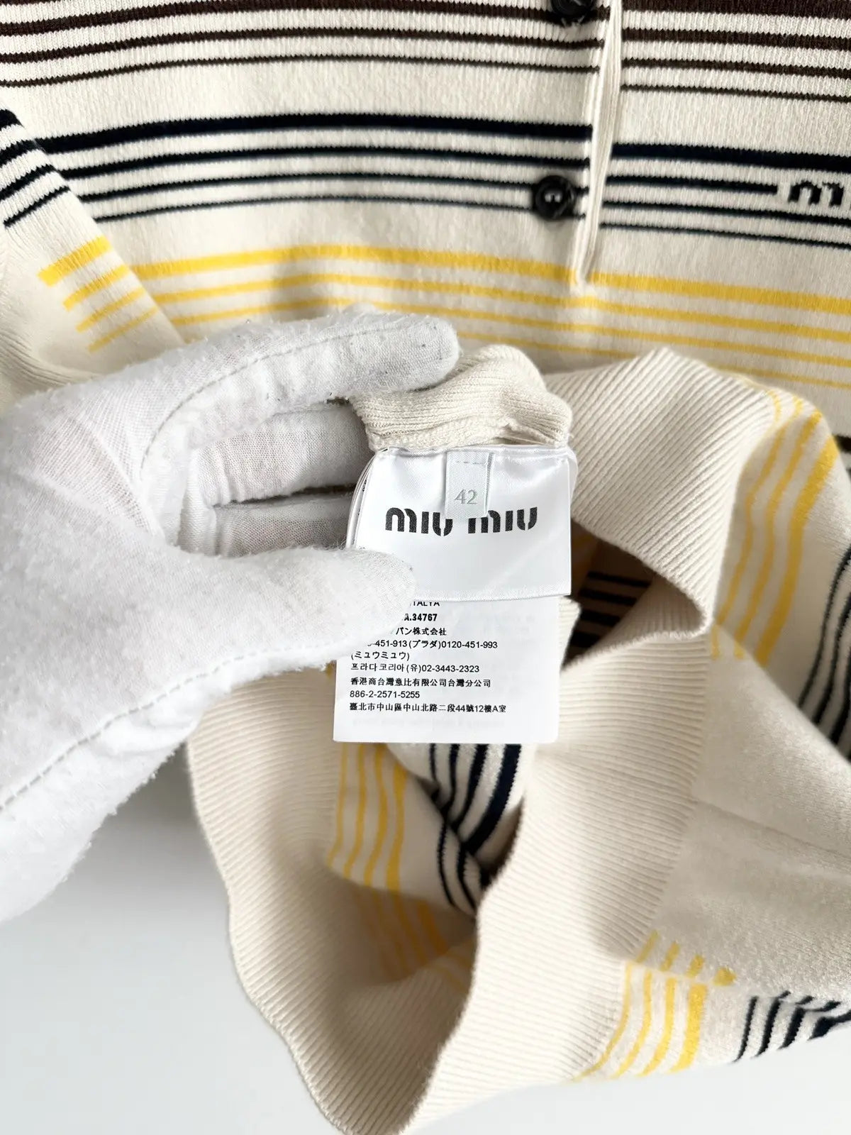 SS23 Miu Miu Stripe Logo Polo Shirt