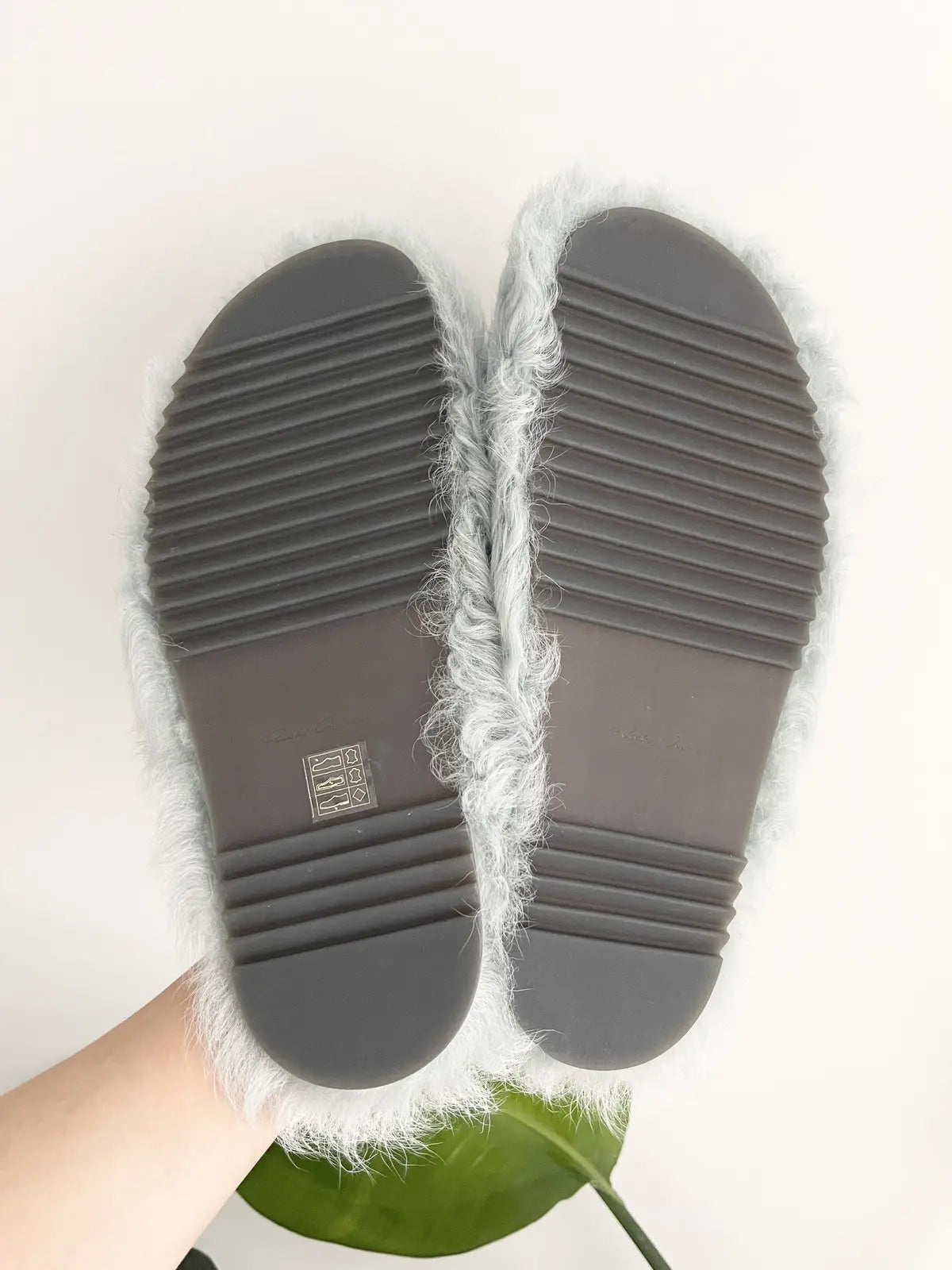 Rick Owens Shearling Mules Blue