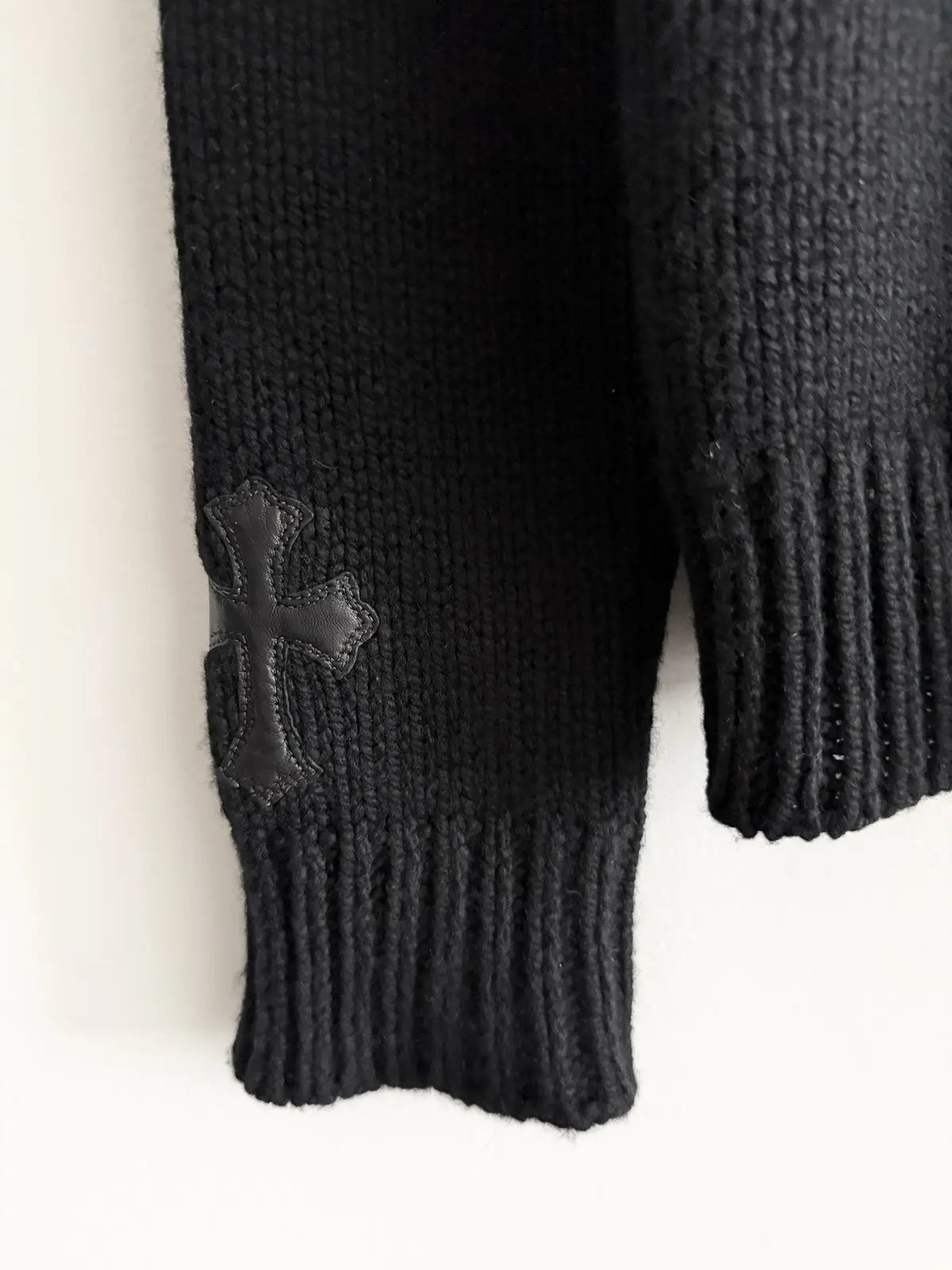 Chrome Hearts Cashmere Double Leather Patch Sweater